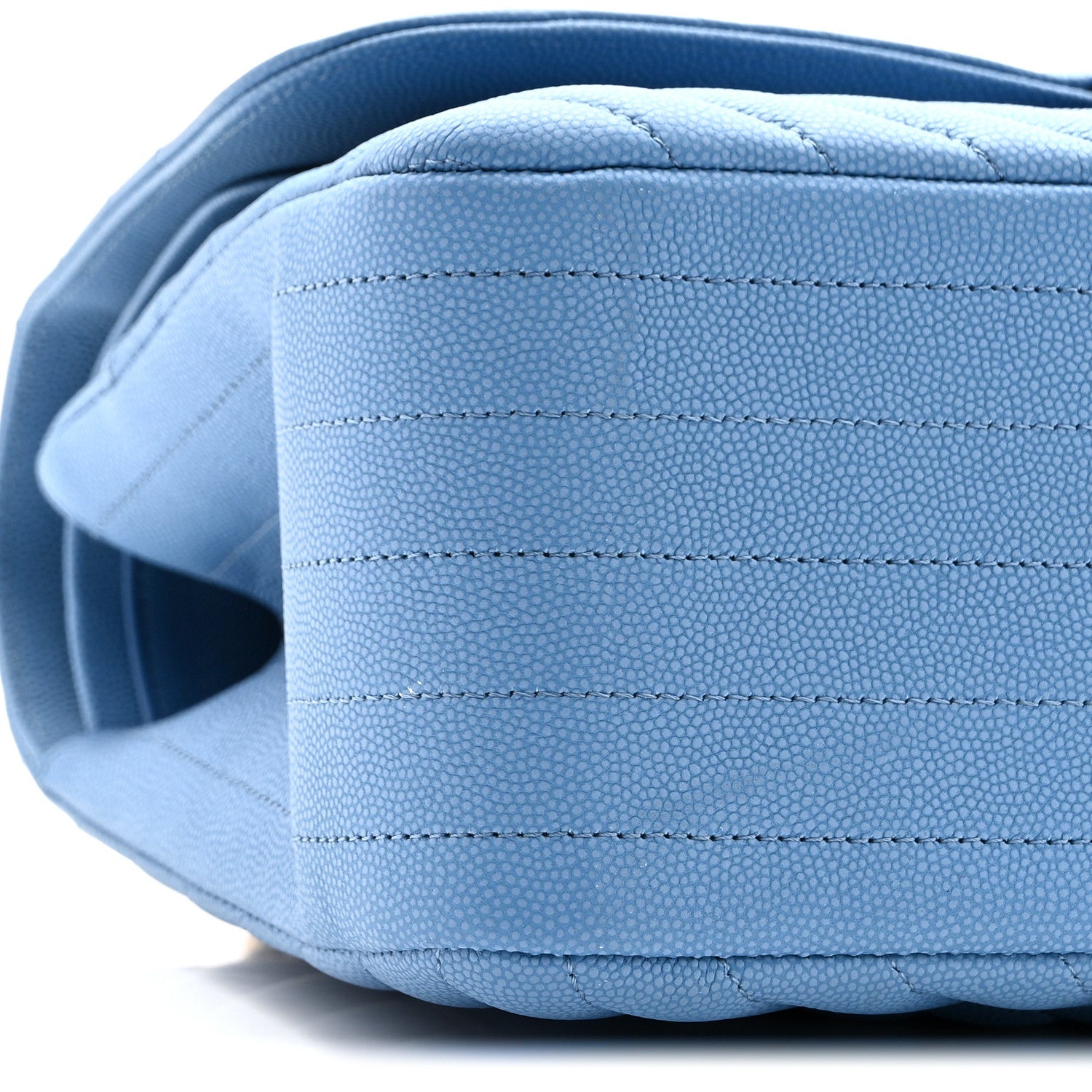 Caviar Flat Chevron Quilted Jumbo Double Flap Blue