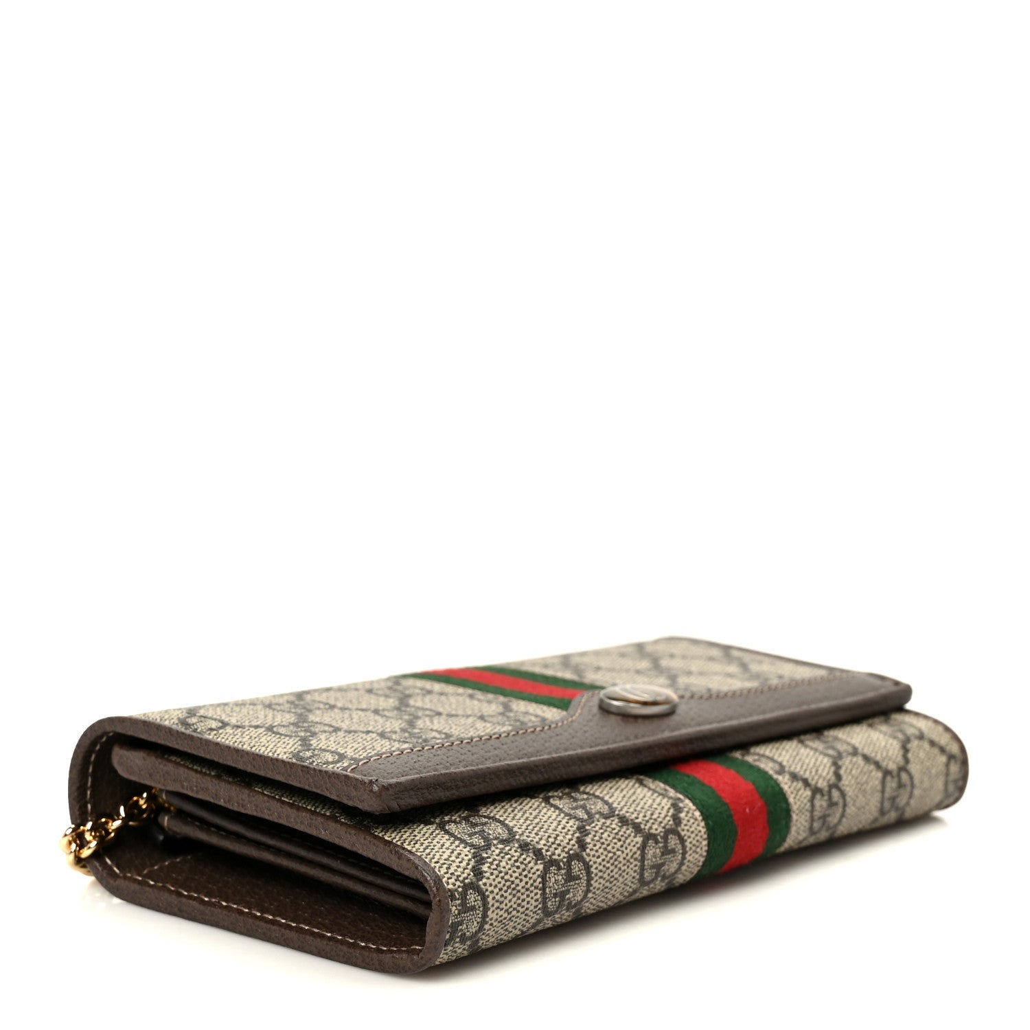 GG Supreme Monogram Web Ophidia Wallet On Chain Brown