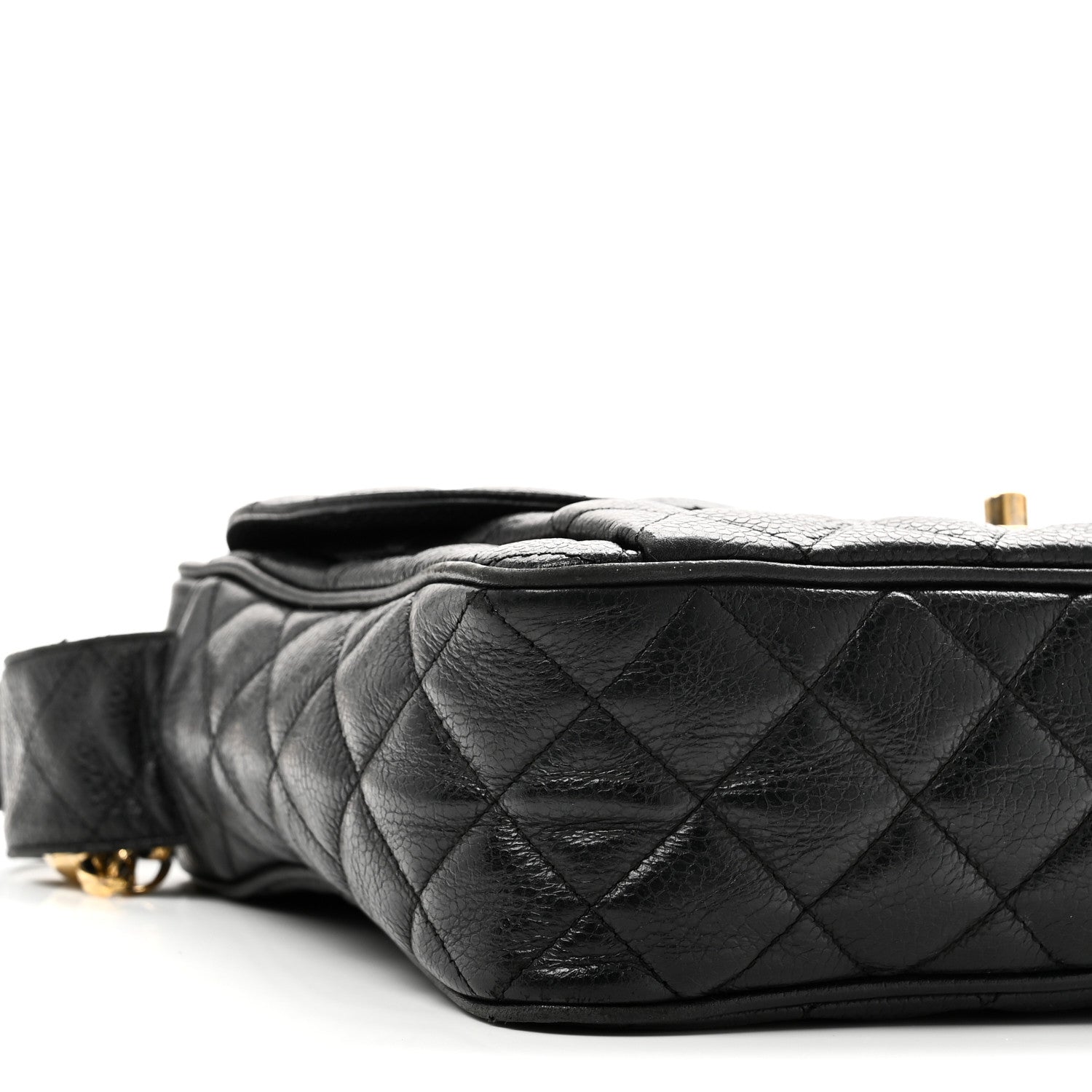 Caviar Quilted Flap Shoulder Bag Black