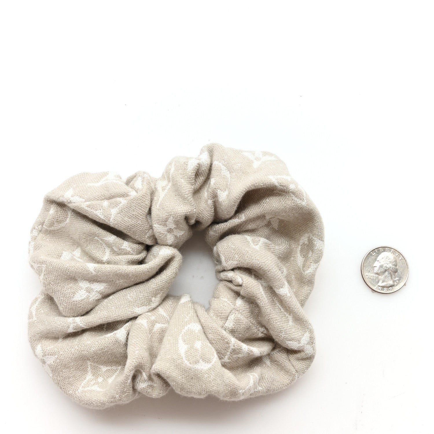 Cotton Denim Chouchou Scrunchy Beige
