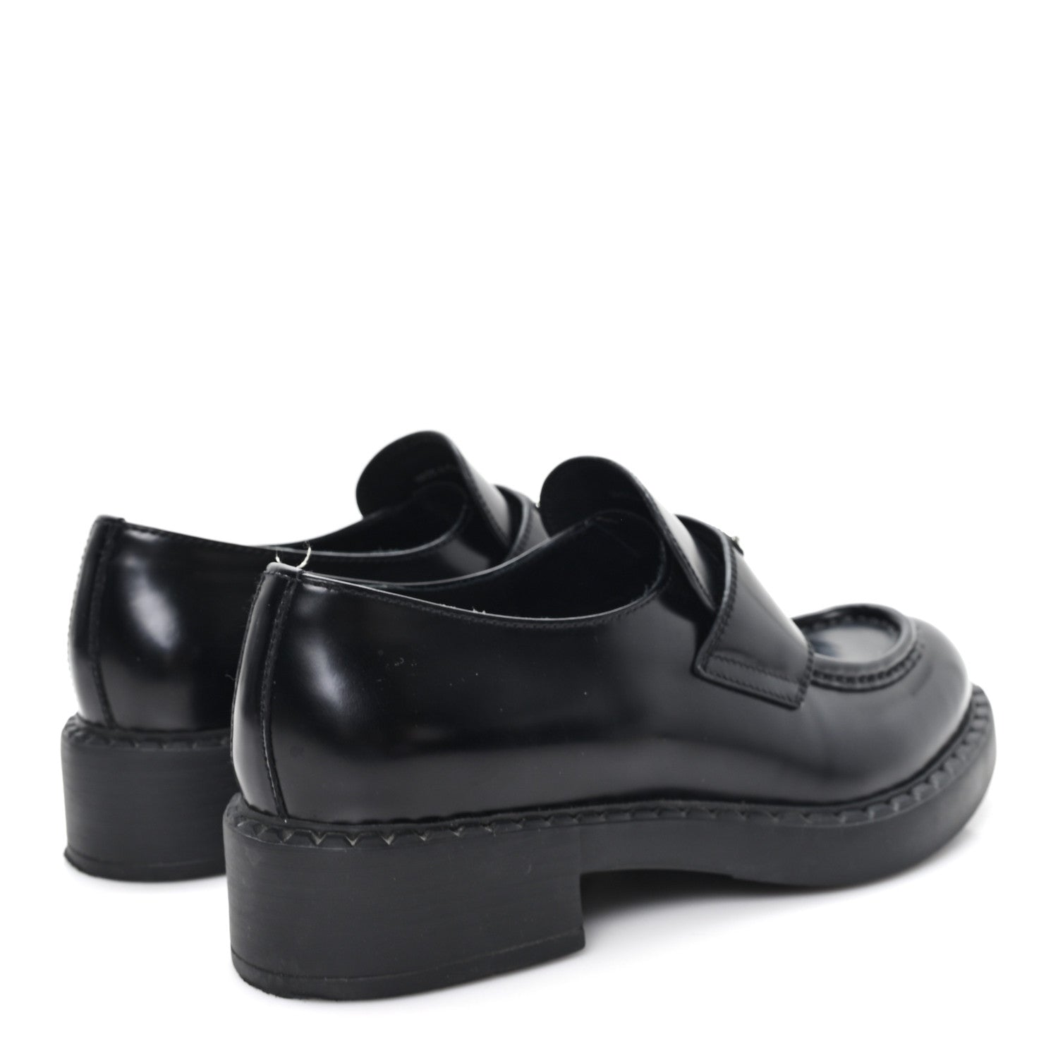 Spazzolato Metal Triangle Logo 50mm Loafers 39 Black