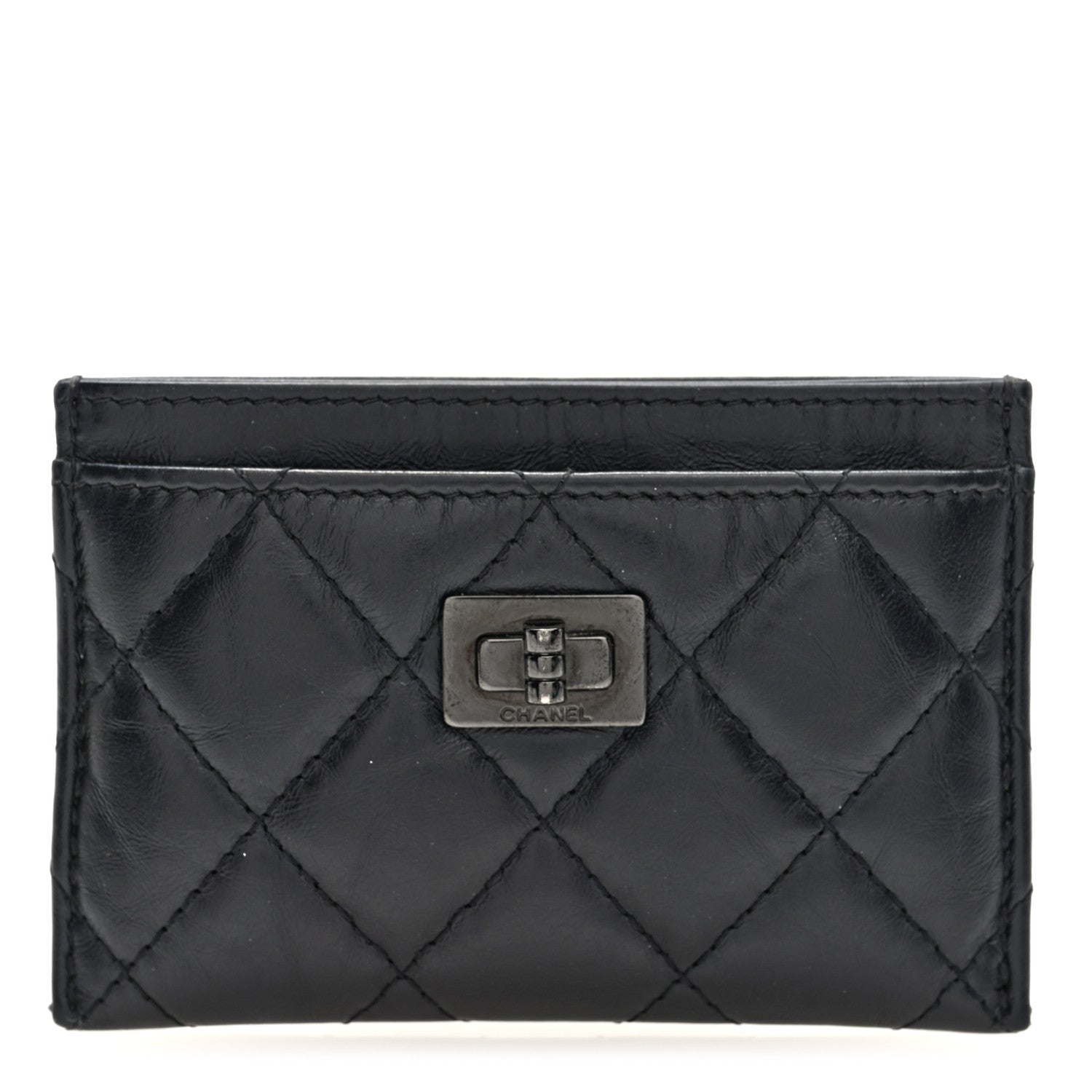 Aged Calfskin Quilted Reissue Card Holder So Black