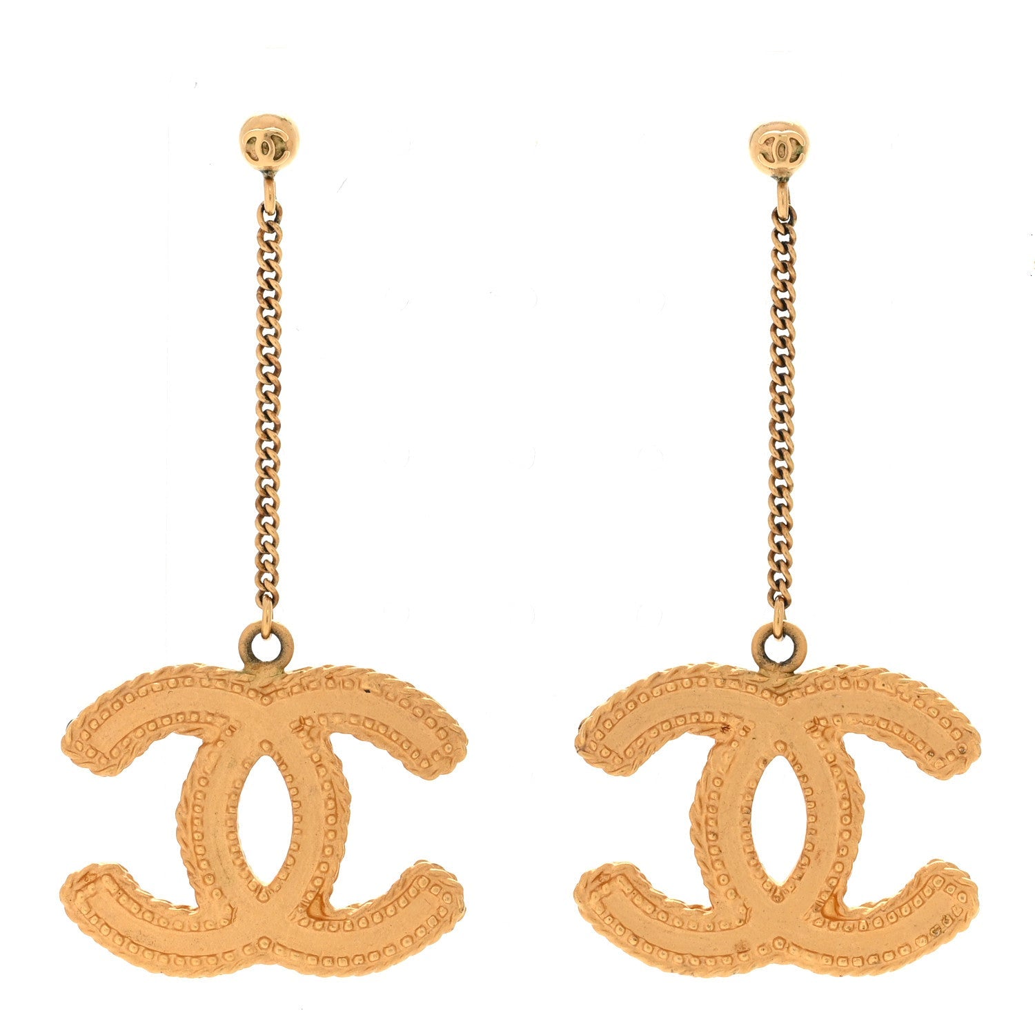 CC Drop Earrings Matte Gold