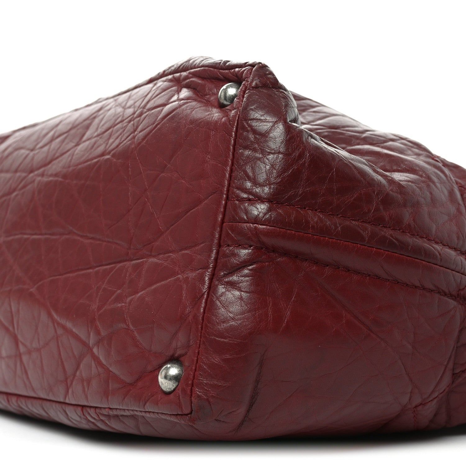 Aged Calfskin Small Shopping In Moscow Tote Burgundy