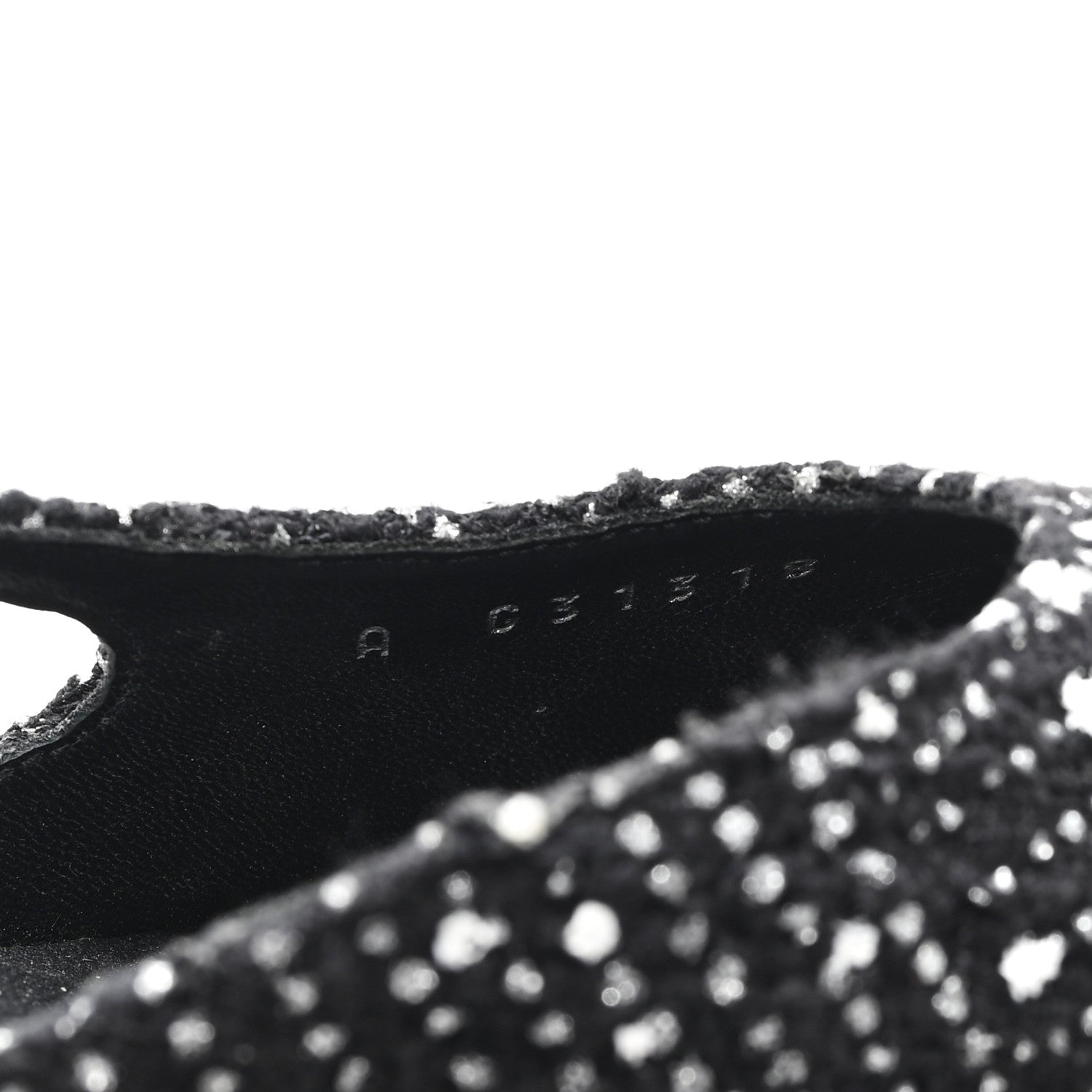 Tweed Polkadot Grosgrain Cap Toe CC Slingback Pumps 36 Black White Silver