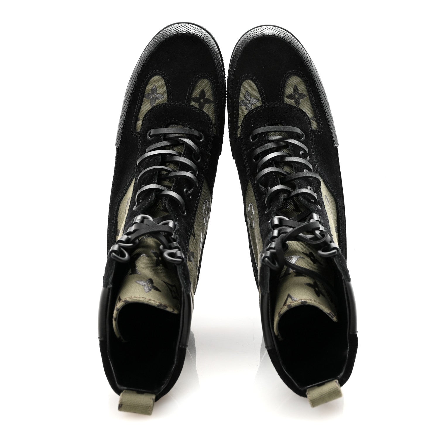 Suede Monogram Laureate Platform Desert Boots 37 Kaki Black
