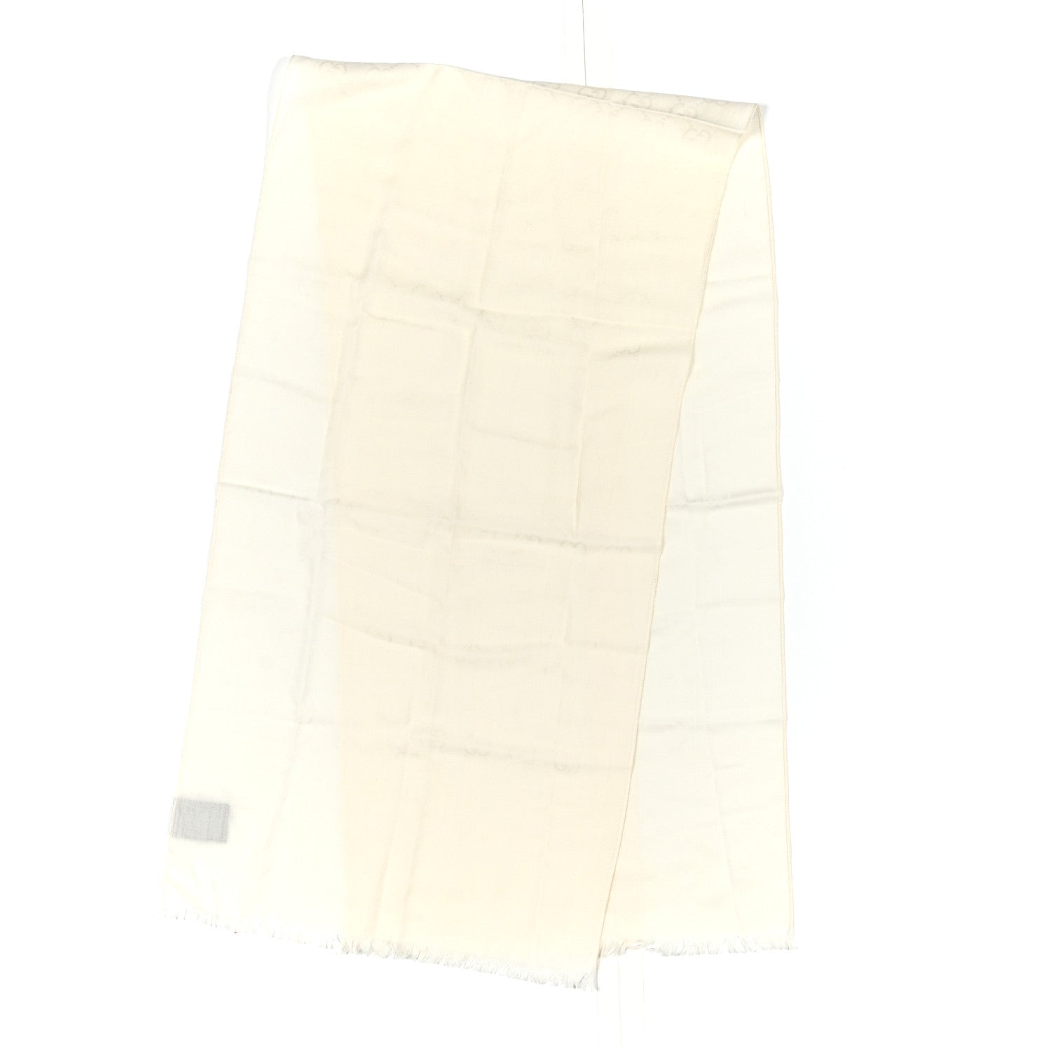 Wool Silk GG Monogram GGNat Fringe Scarf White