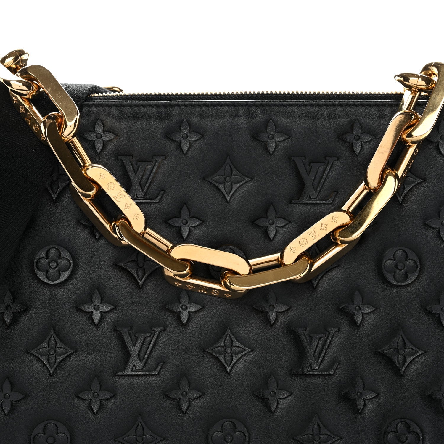 Lambskin Embossed Monogram Coussin MM Black