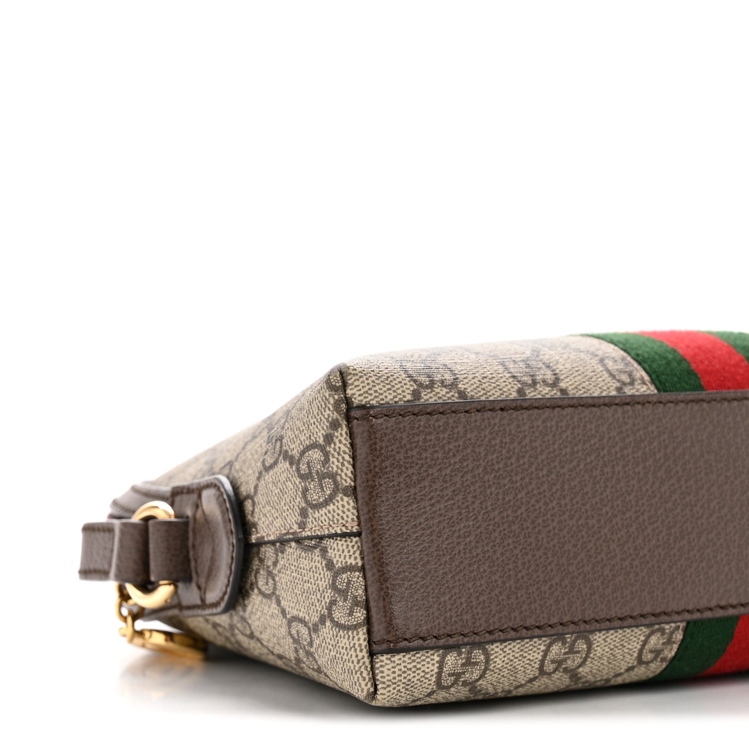 GG Supreme Monogram Textured Dollar Calfskin Web Small Ophidia Dome Shoulder Bag Beige Ebony New Acero