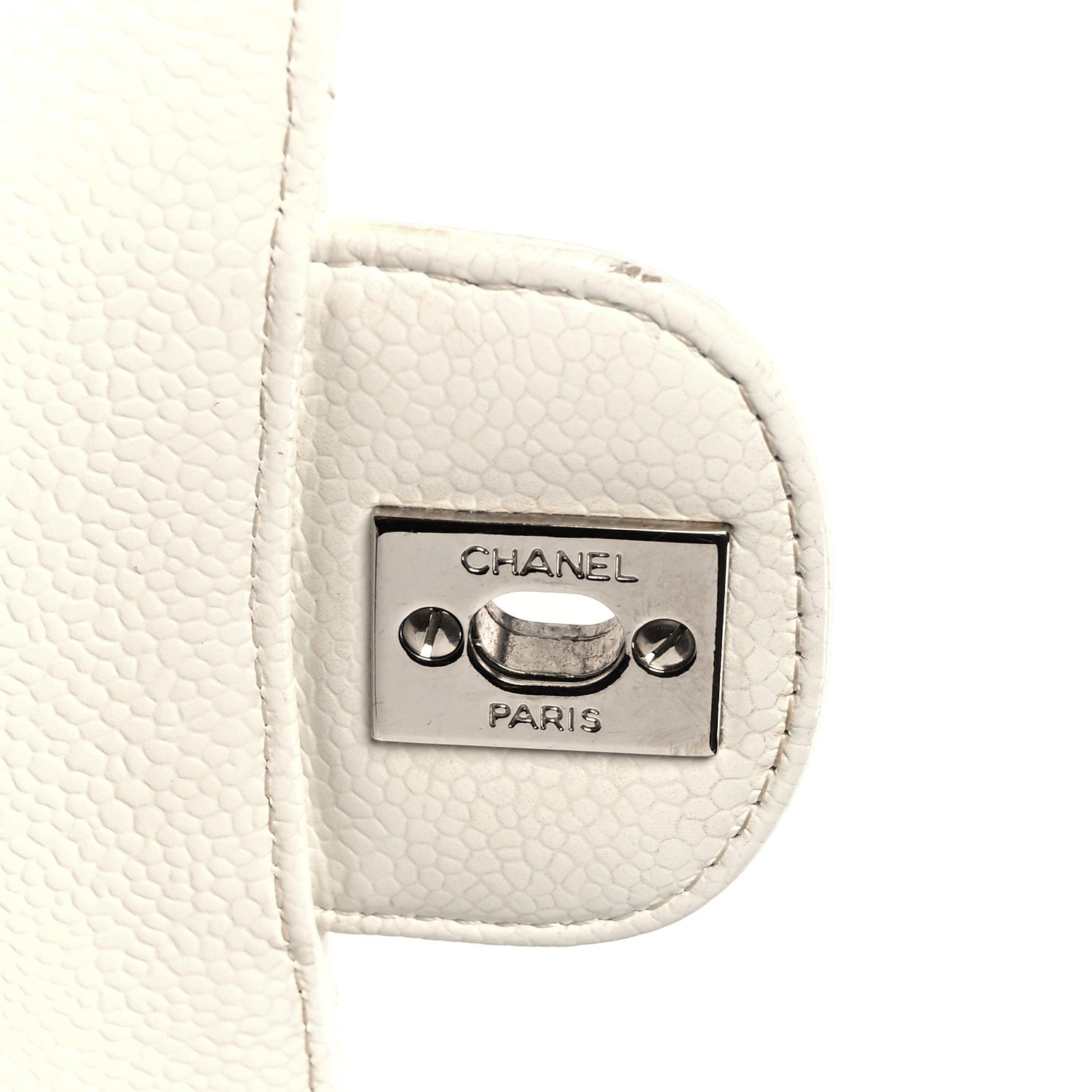 Caviar Quilted Medium Double Flap White