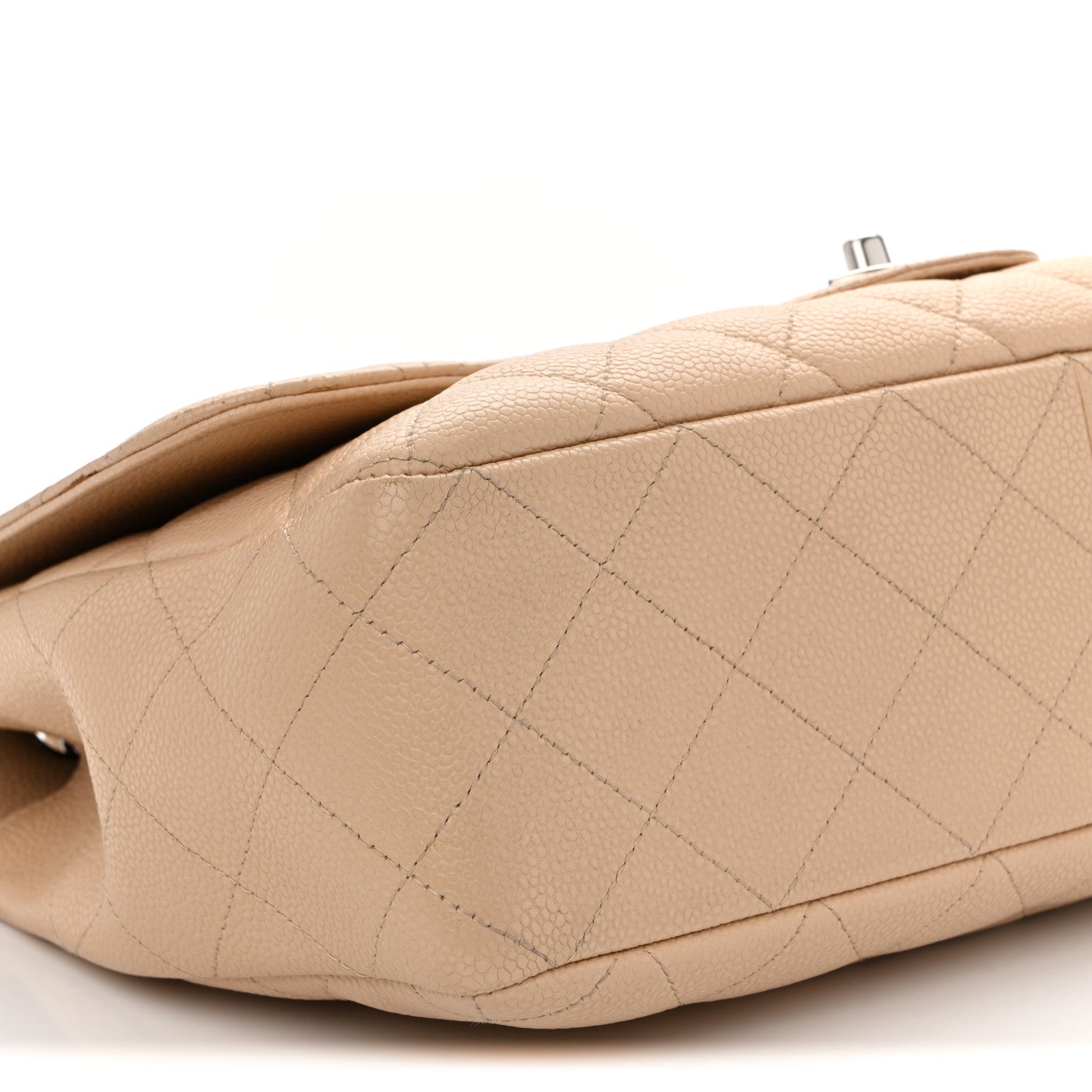 Caviar Quilted Jumbo Single Flap Beige Clair