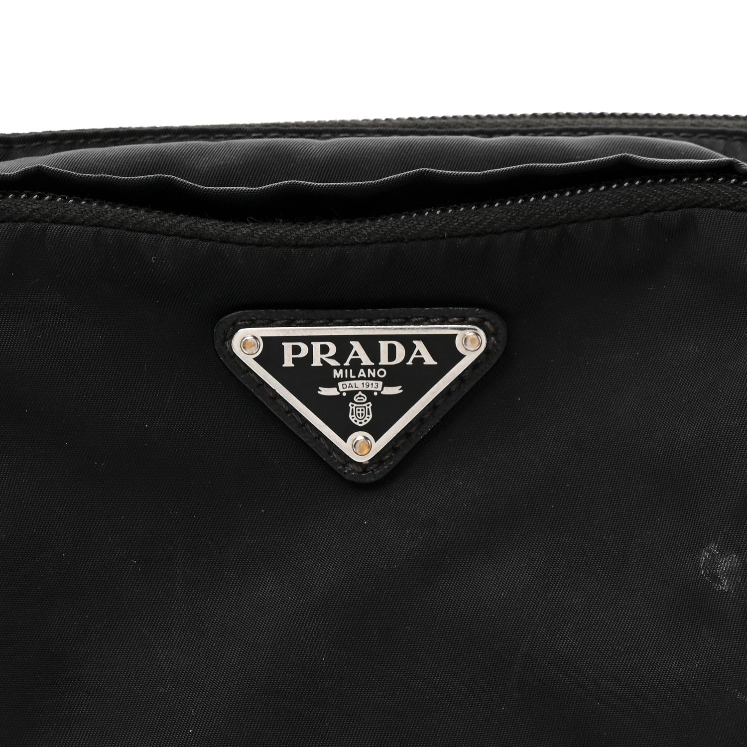 Re-Nylon Saffiano Metal Triple Pocket Belt Bag Black