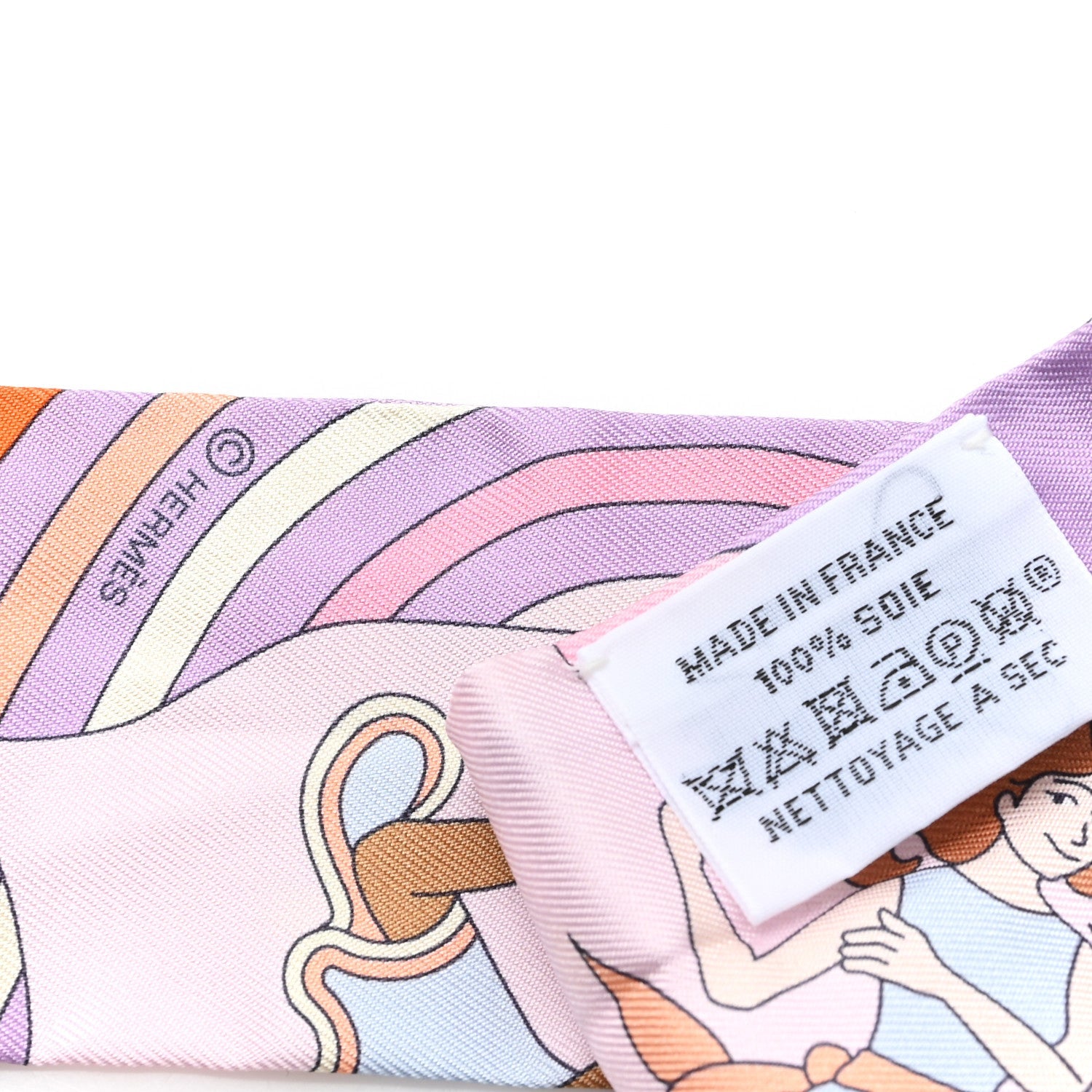 Silk Carres Volants Twilly Lilas Rose Pale Orange