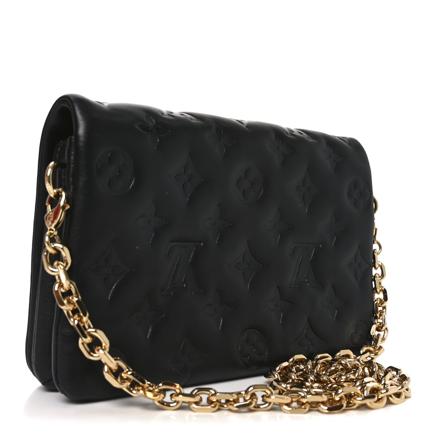 Lambskin Embossed Monogram Pochette Coussin Black