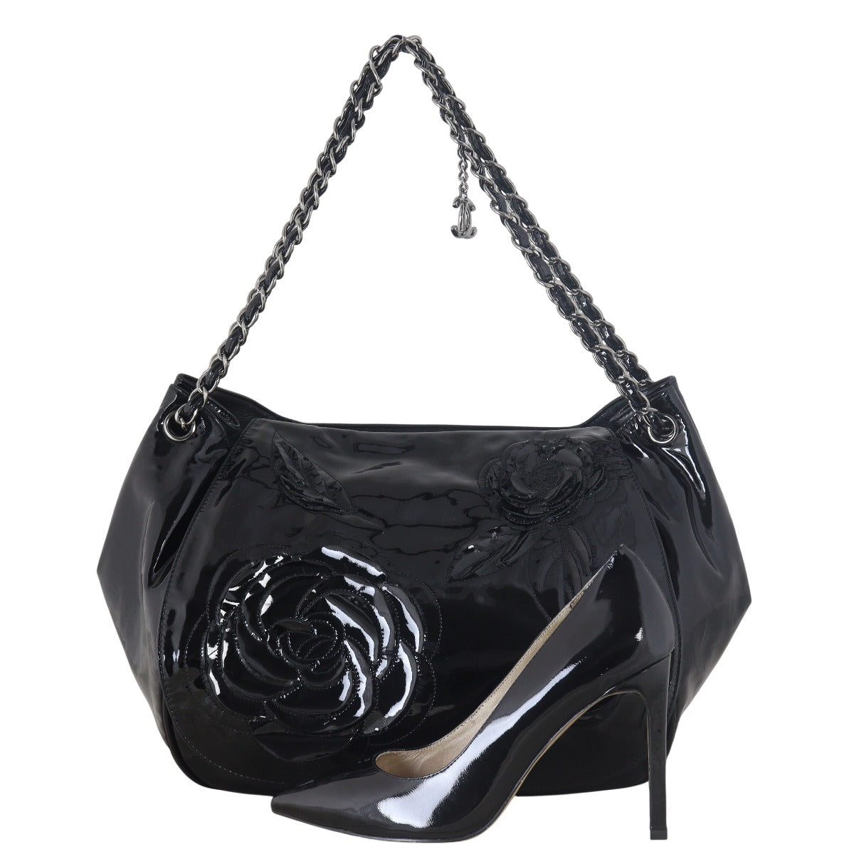 Chanel Camellia Accordion Flap Bag Patent