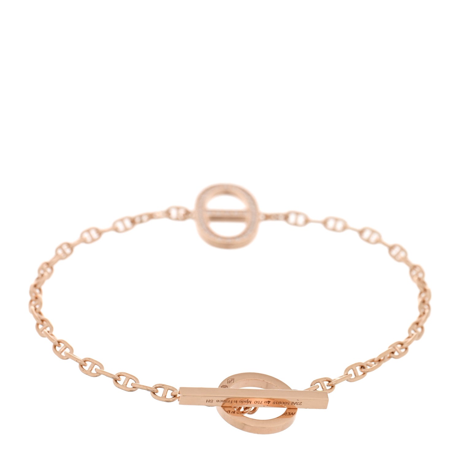 18K Rose Gold Diamond Chaine D'Ancre Contour Bracelet