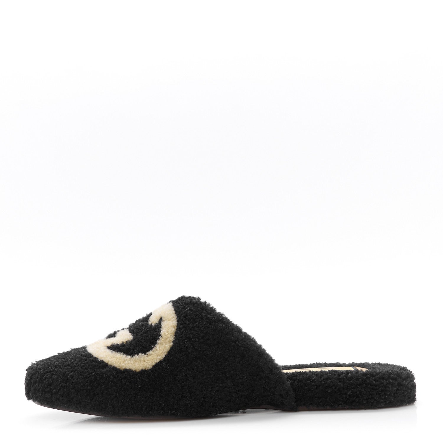 Shearling Interlocking G Mens Eileen Slippers 8 Black Butterscotch