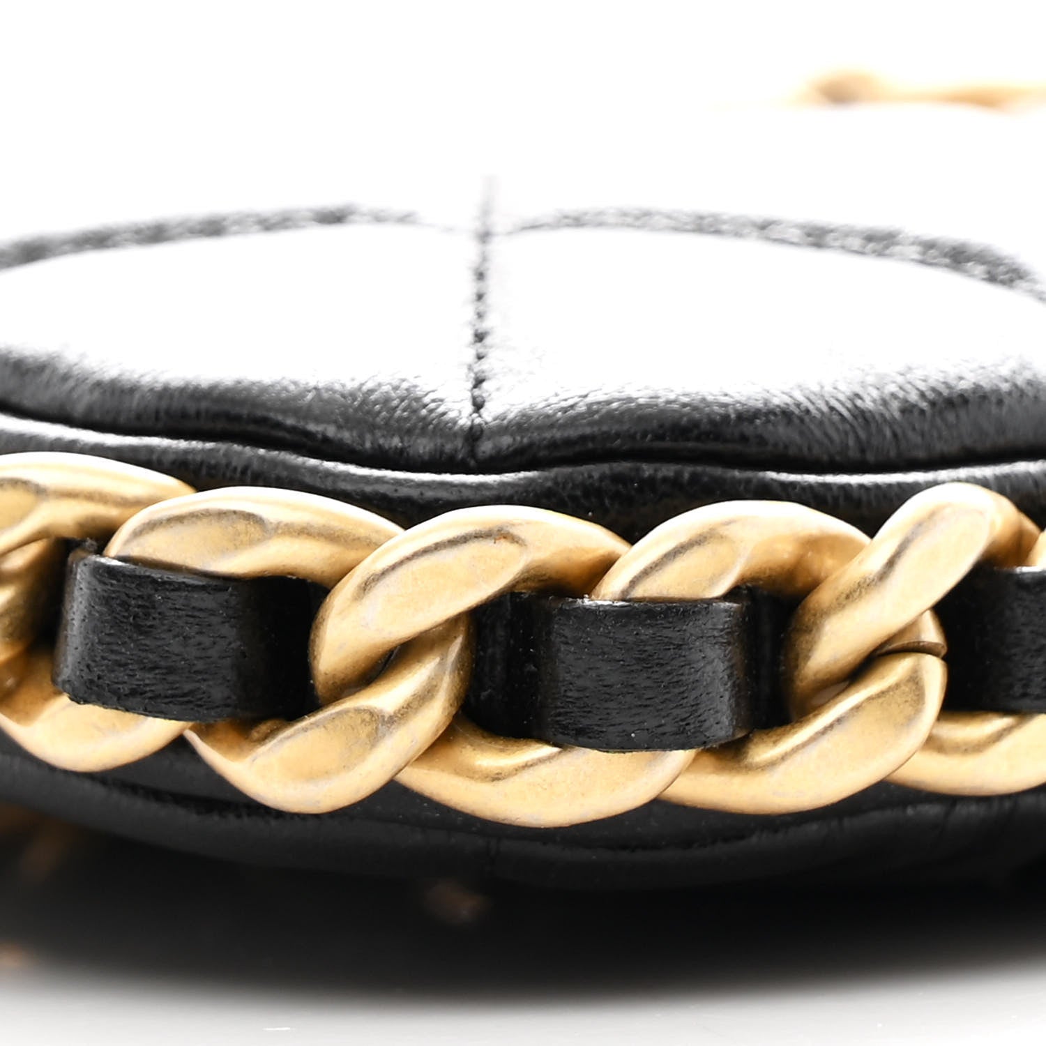 Lambskin Quilted Chain Around Top Handle Mini Bag Black