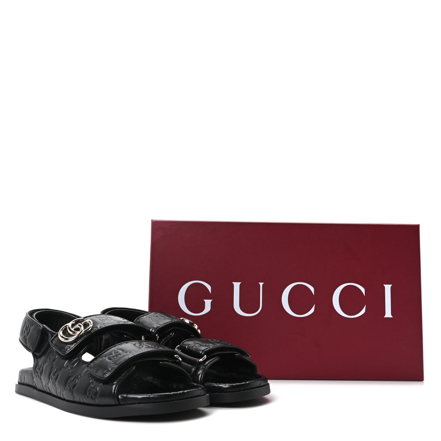Guccissima GG Embossed Womens Sandals 37 Black