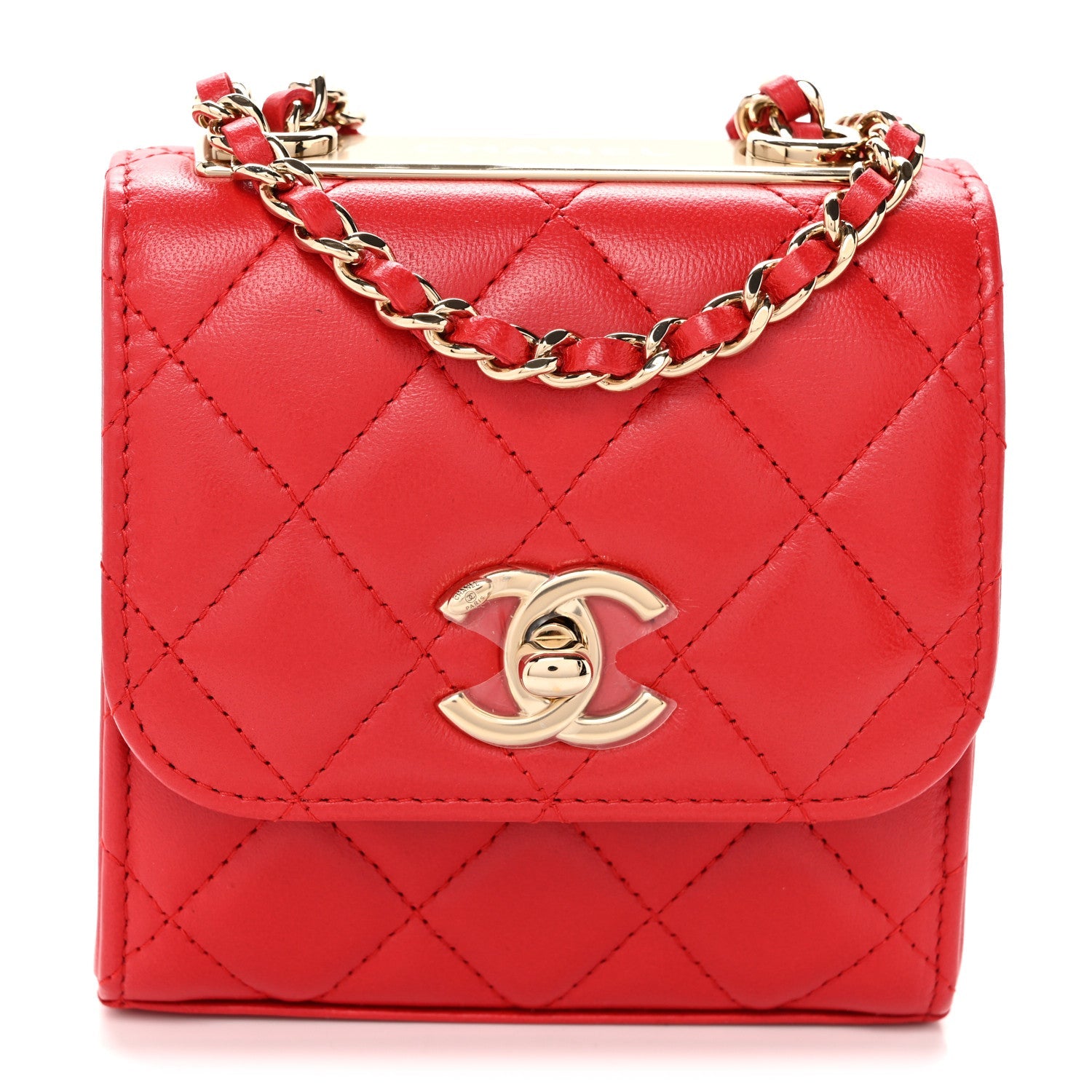 Lambskin Quilted Mini Trendy CC Chain Wallet Black