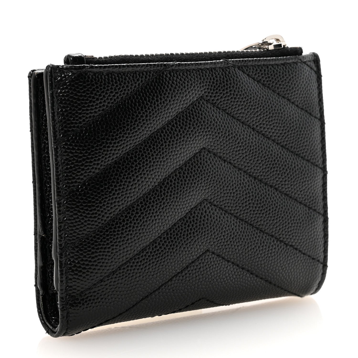 Grain De Poudre Matelasse Chevron Monogram Zipped Card Case Black