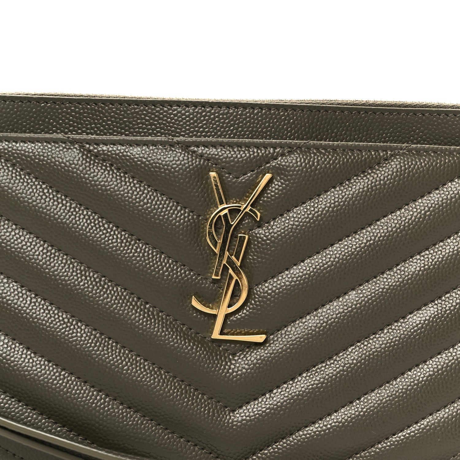 Grain De Poudre Chevron Monogram Bill Pouch Vert Kaki
