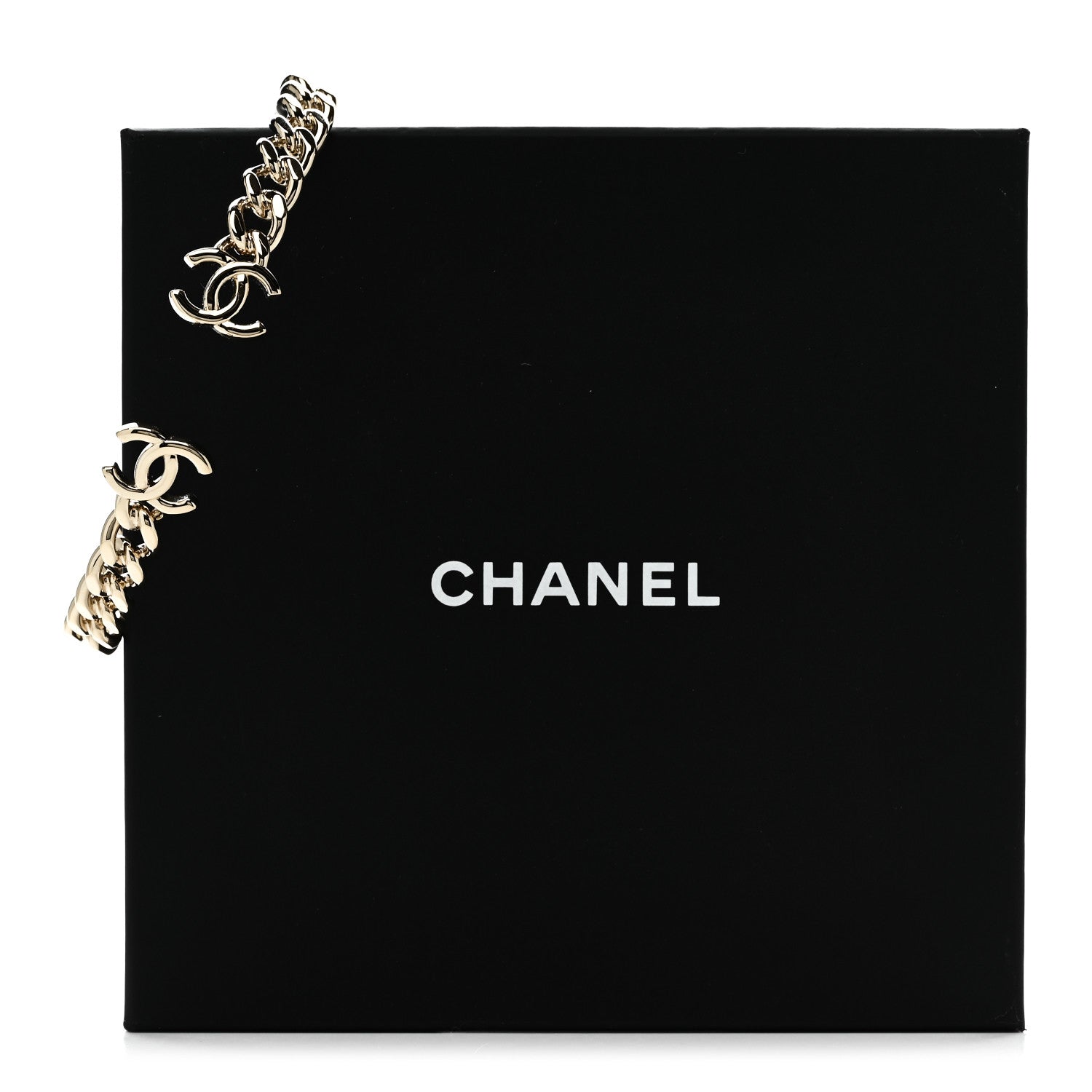 Metal CC Chain Link Choker Necklace L Gold