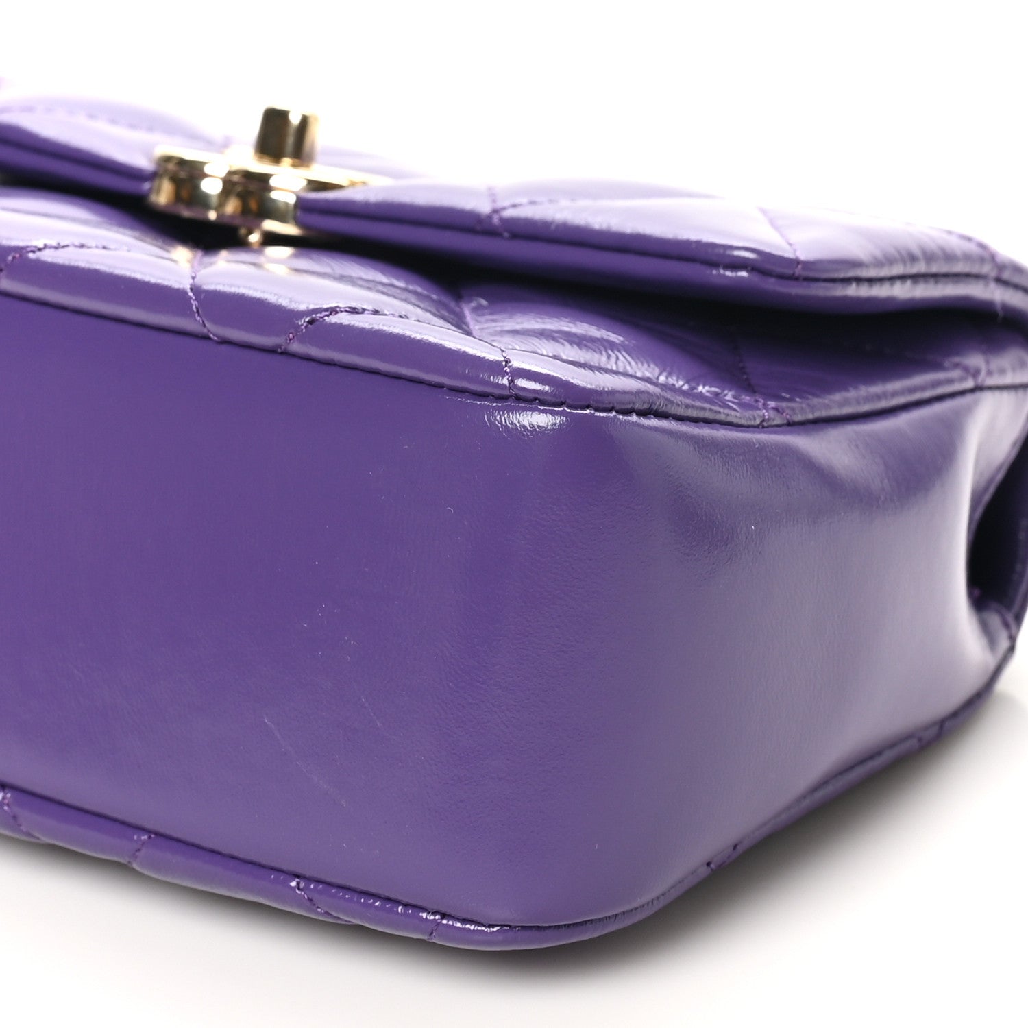 Shiny Lambskin Quilted Mini Coco Trip Flap Bag Purple