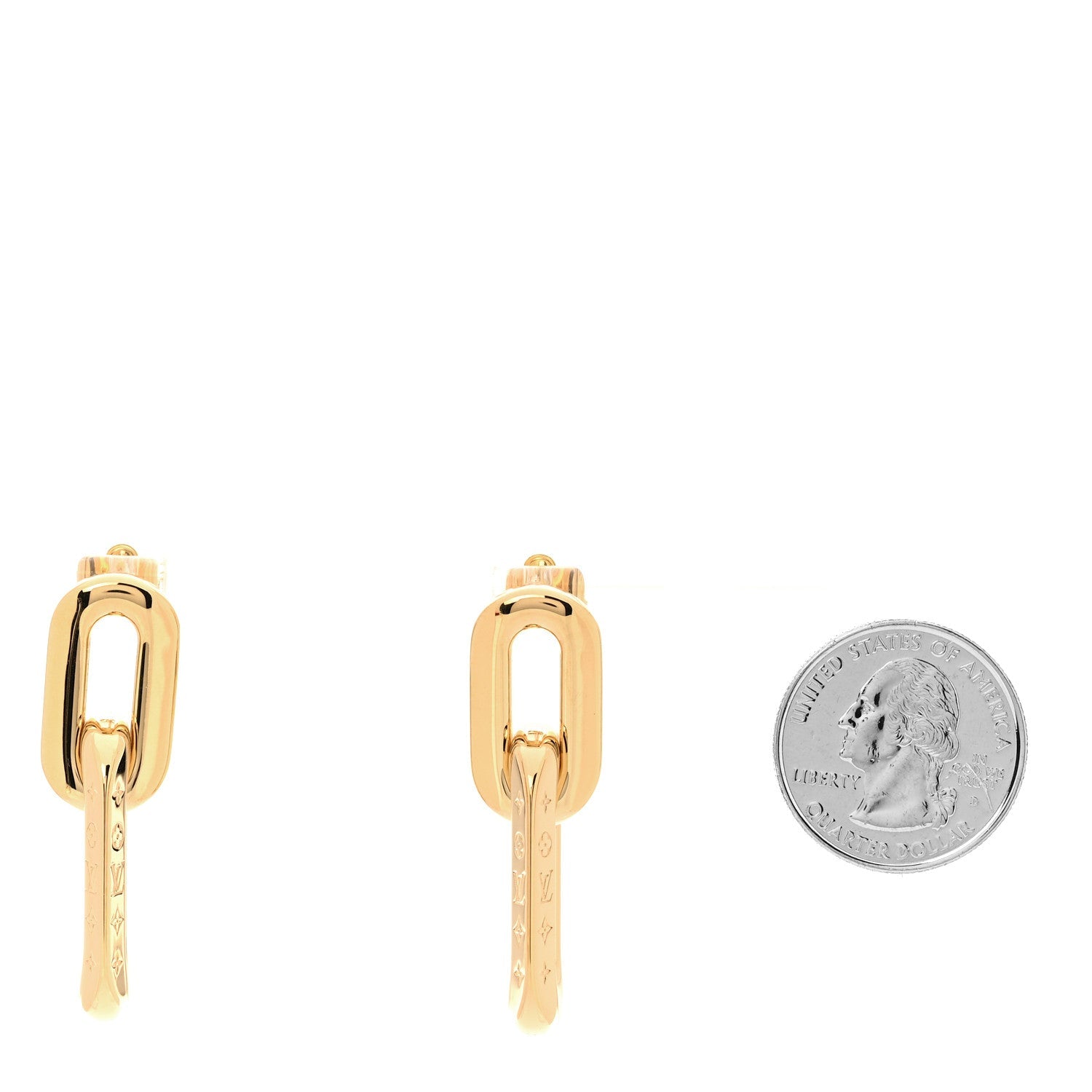 Metal LV Edge Double Hoop Earrings Gold
