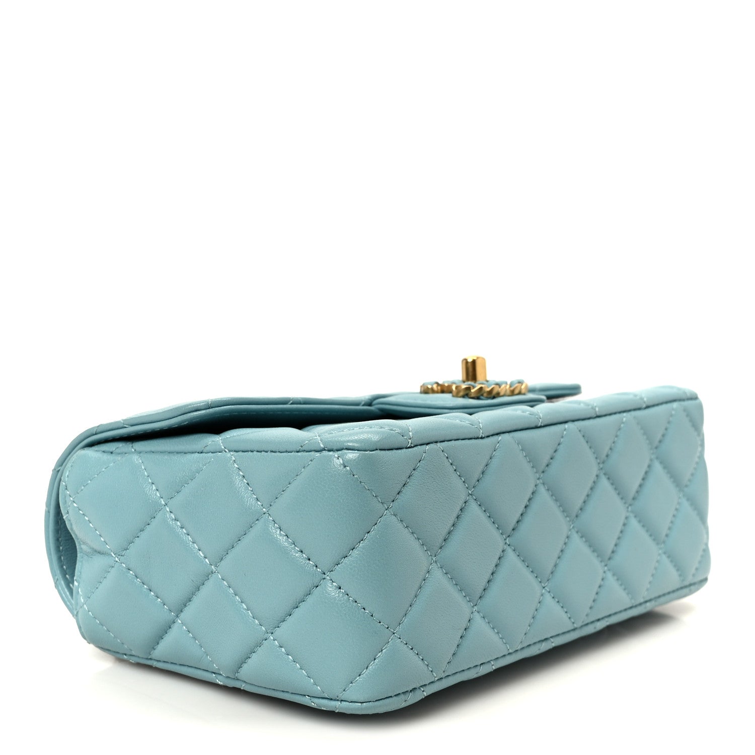 Lambskin Quilted Mini Strass On Top Flap Blue