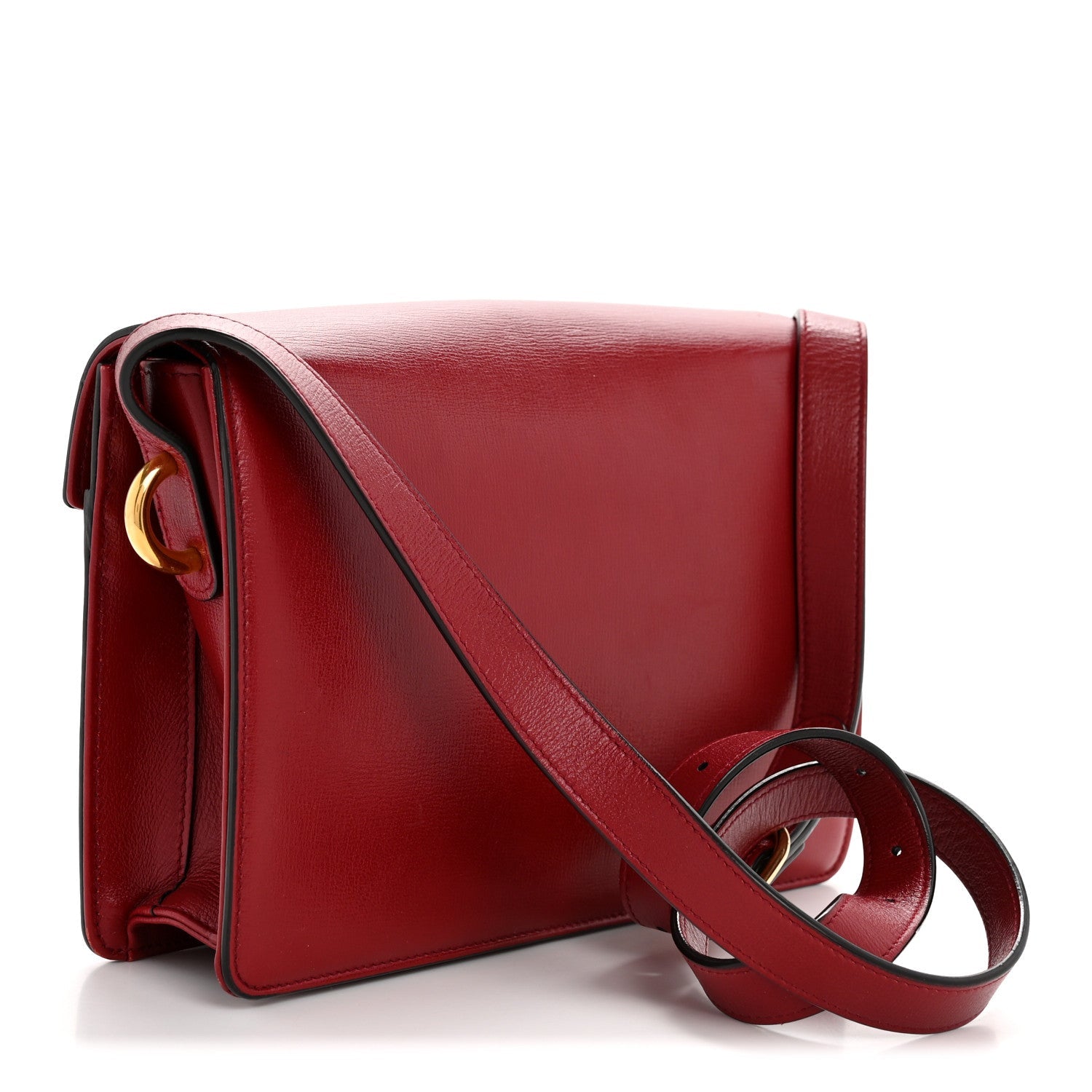 Textured Calfskin Small Torchon GG Ring Shoulder Bag New Cherry Red