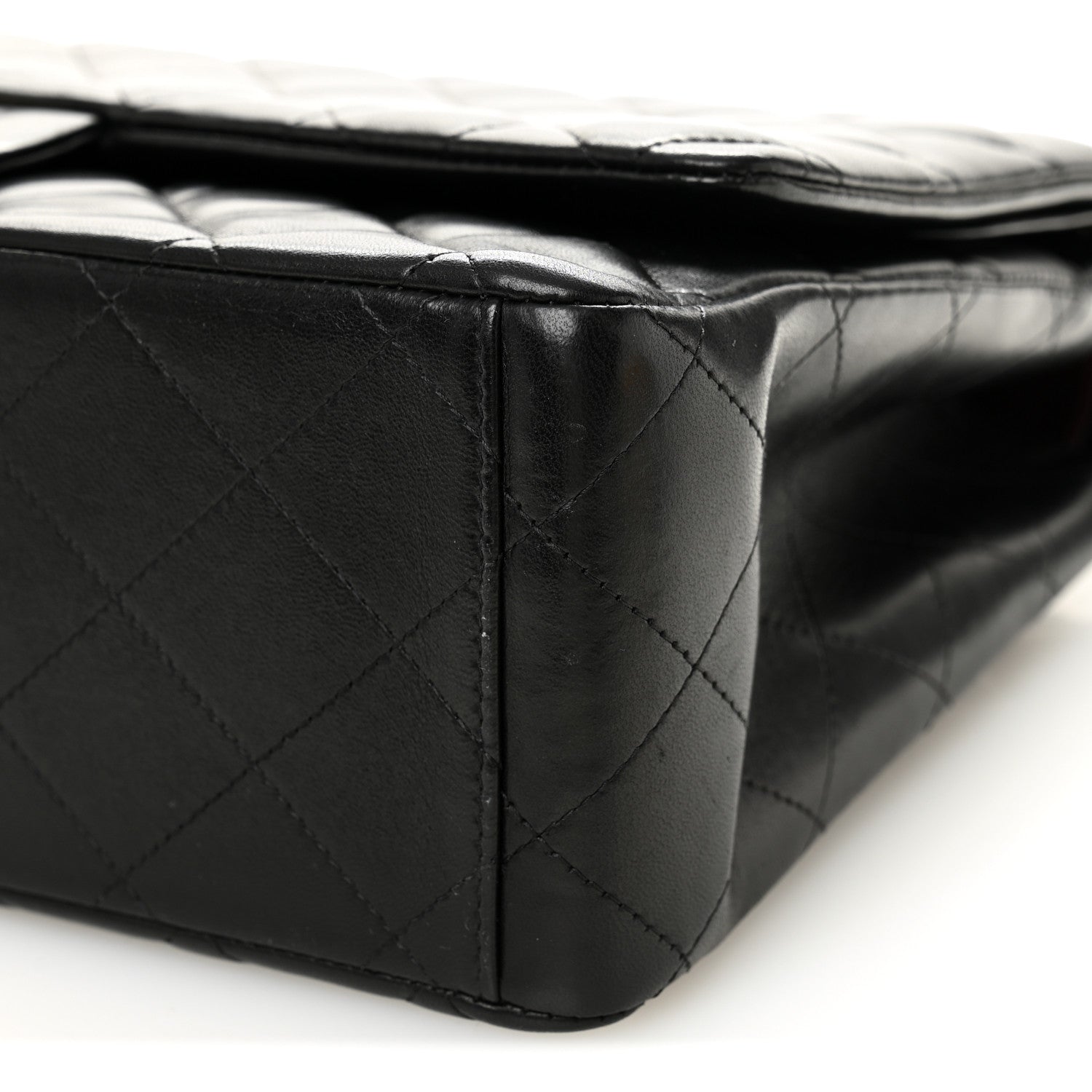 Lambskin Quilted Maxi Double Flap Black