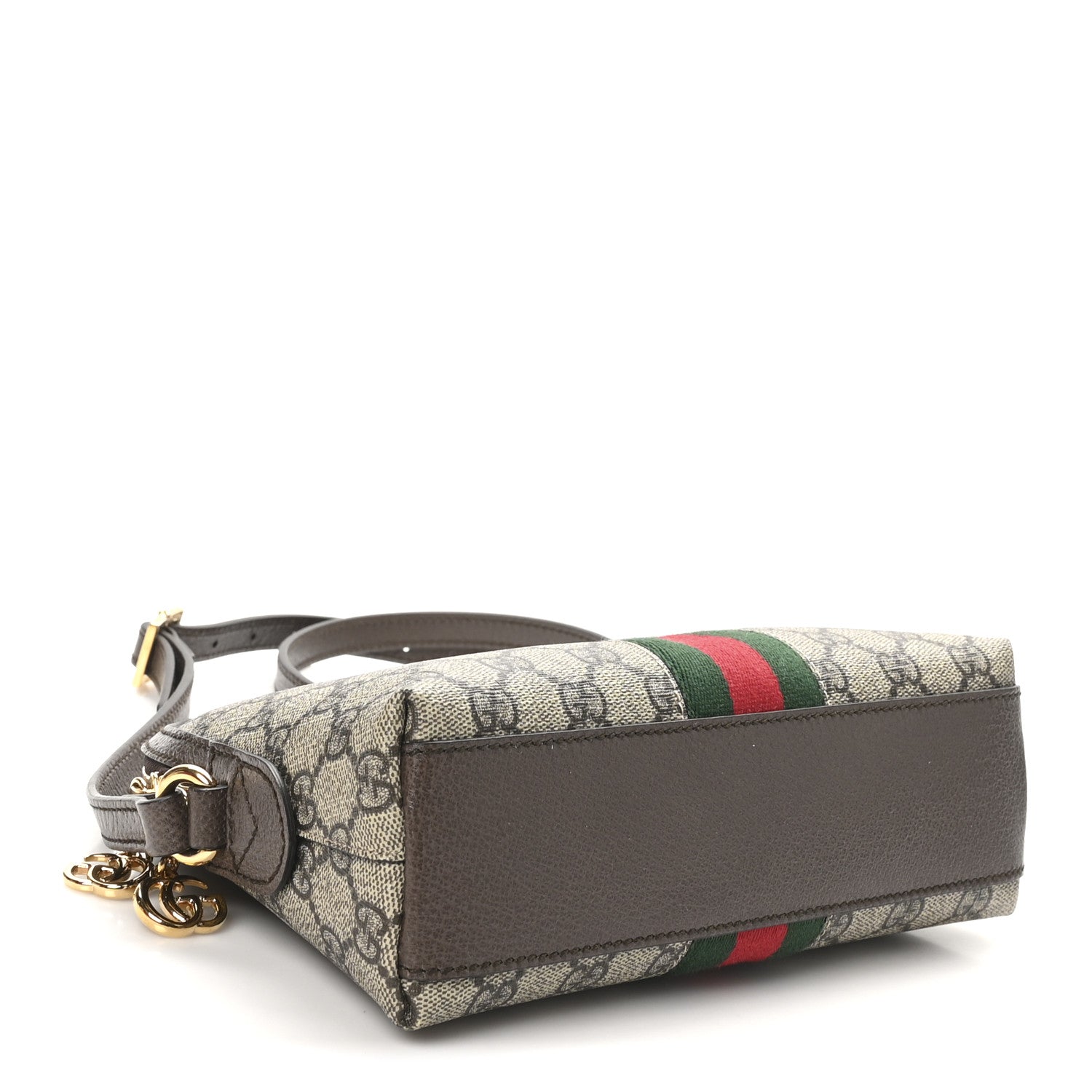 GG Supreme Monogram Textured Dollar Calfskin Web Small Ophidia Dome Shoulder Bag Beige Ebony New Acero