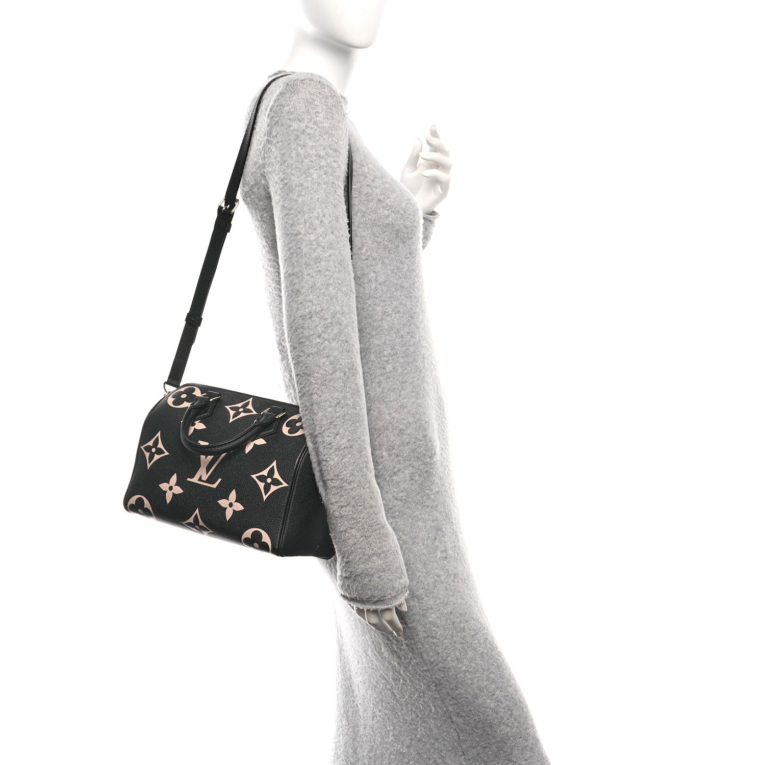 Empreinte Monogram Giant Speedy Bandouliere 25 Black Beige