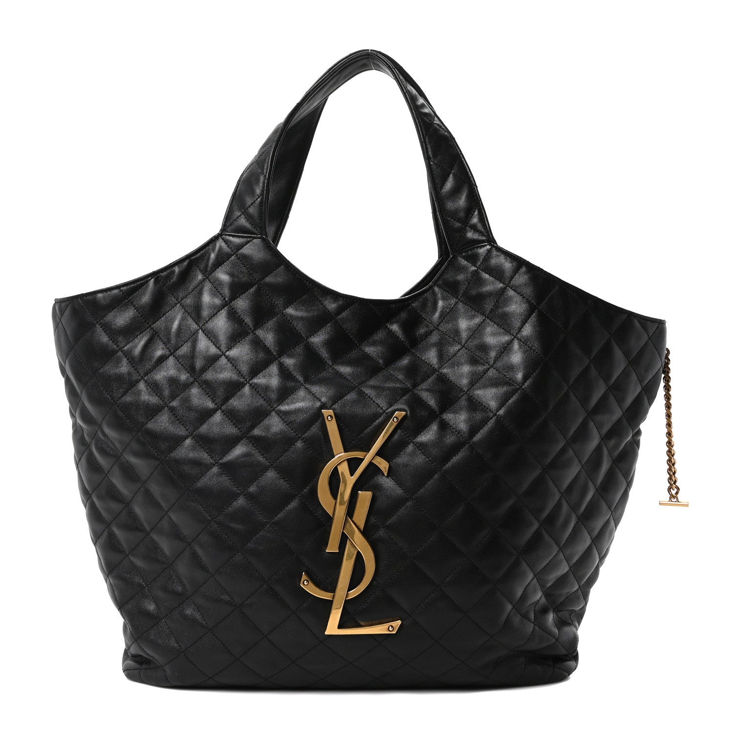 Lambskin Quilted Maxi Icare Shopping Tote Black