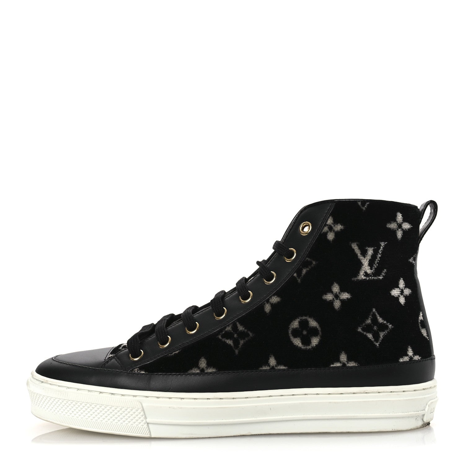 Velvet Monogram Stellar Sneakers 38.5 Black White