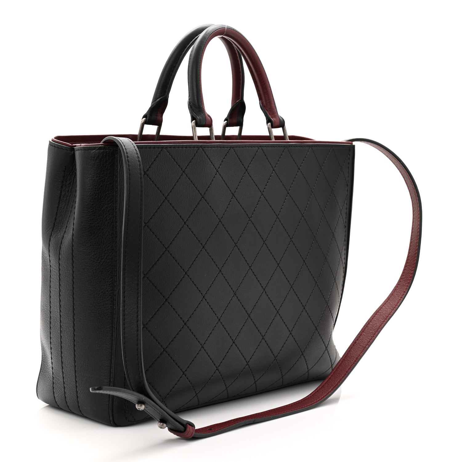 Bullskin Stitched Bi-Color Large Shopping Black