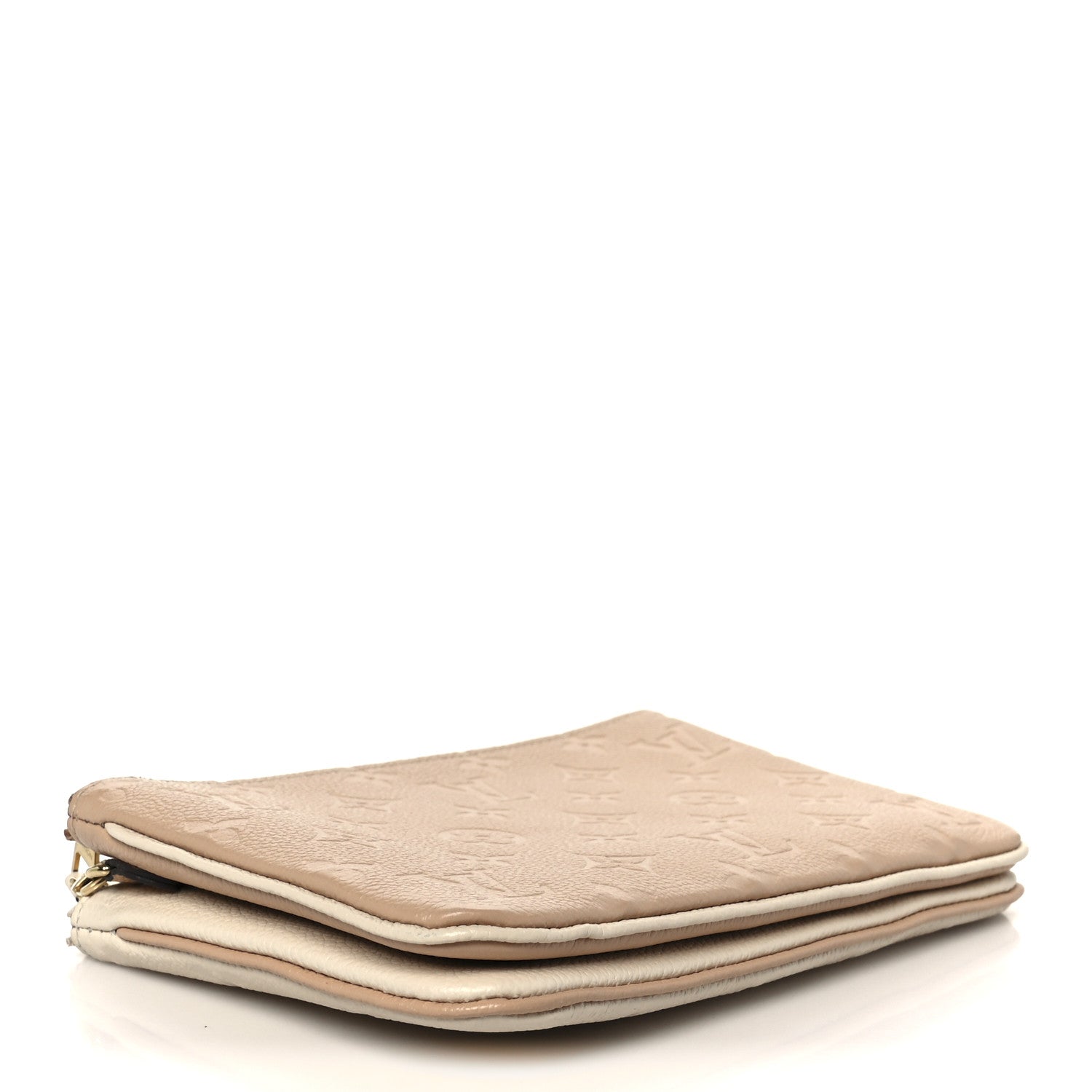 Empreinte Double Zip Pochette Beige Rose Creme