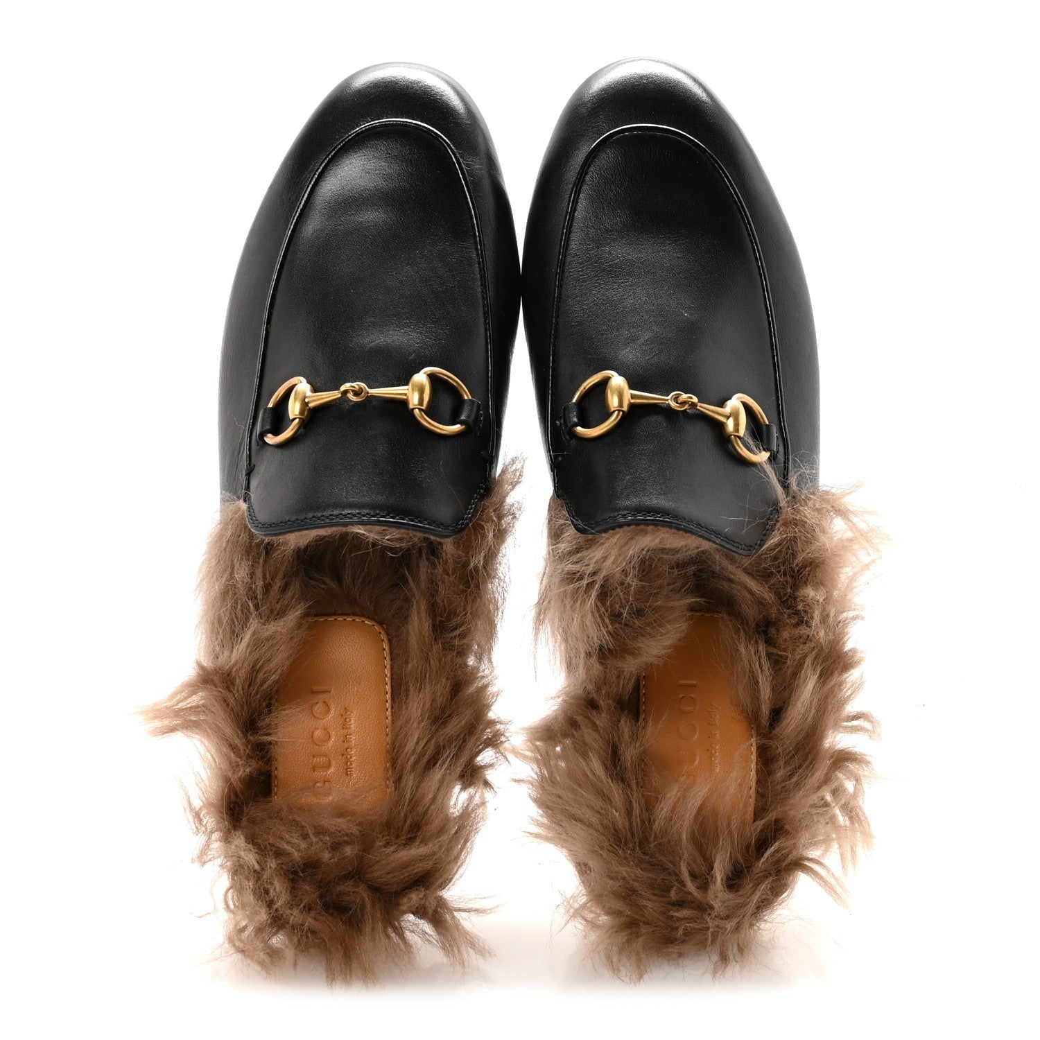 Calfskin Fur Womens Princetown Slippers 36 Black