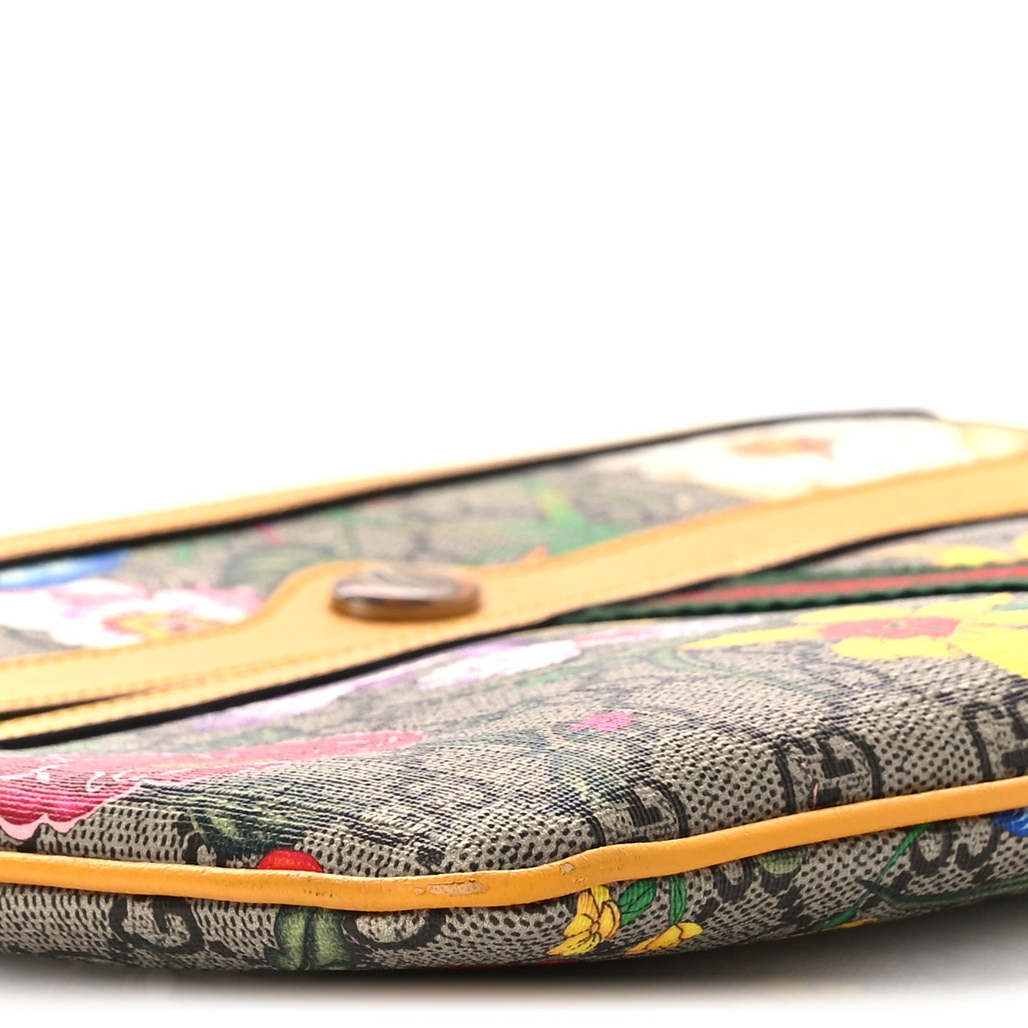 GG Supreme Monogram Flora Large Ophidia Pouch Clutch Beige Multicolor Crop