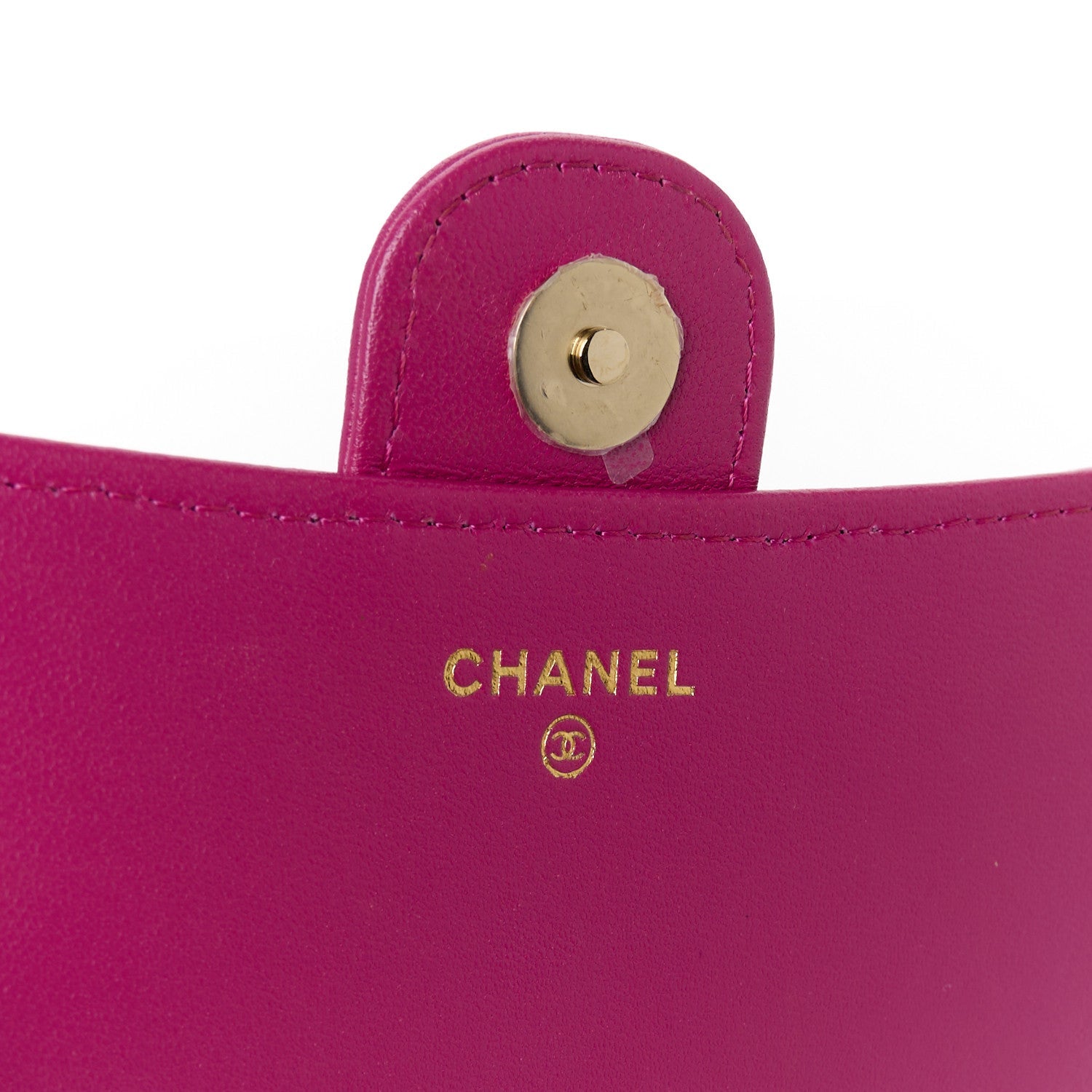 Lambskin Quilted Flap Phone Holder With Chain Fuchsia