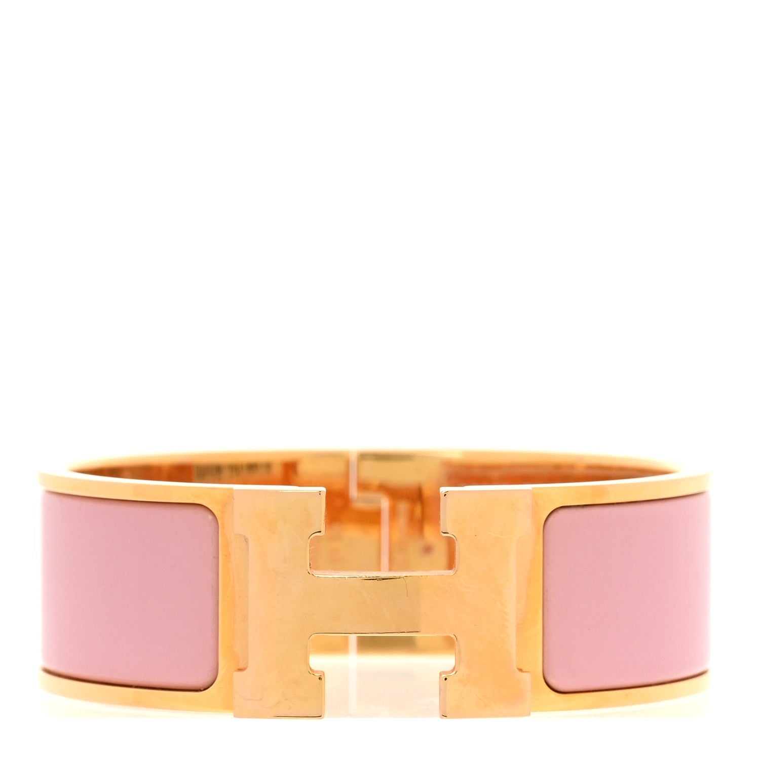 Enamel Wide Clic Clac H Bracelet PM Rose Nacarat