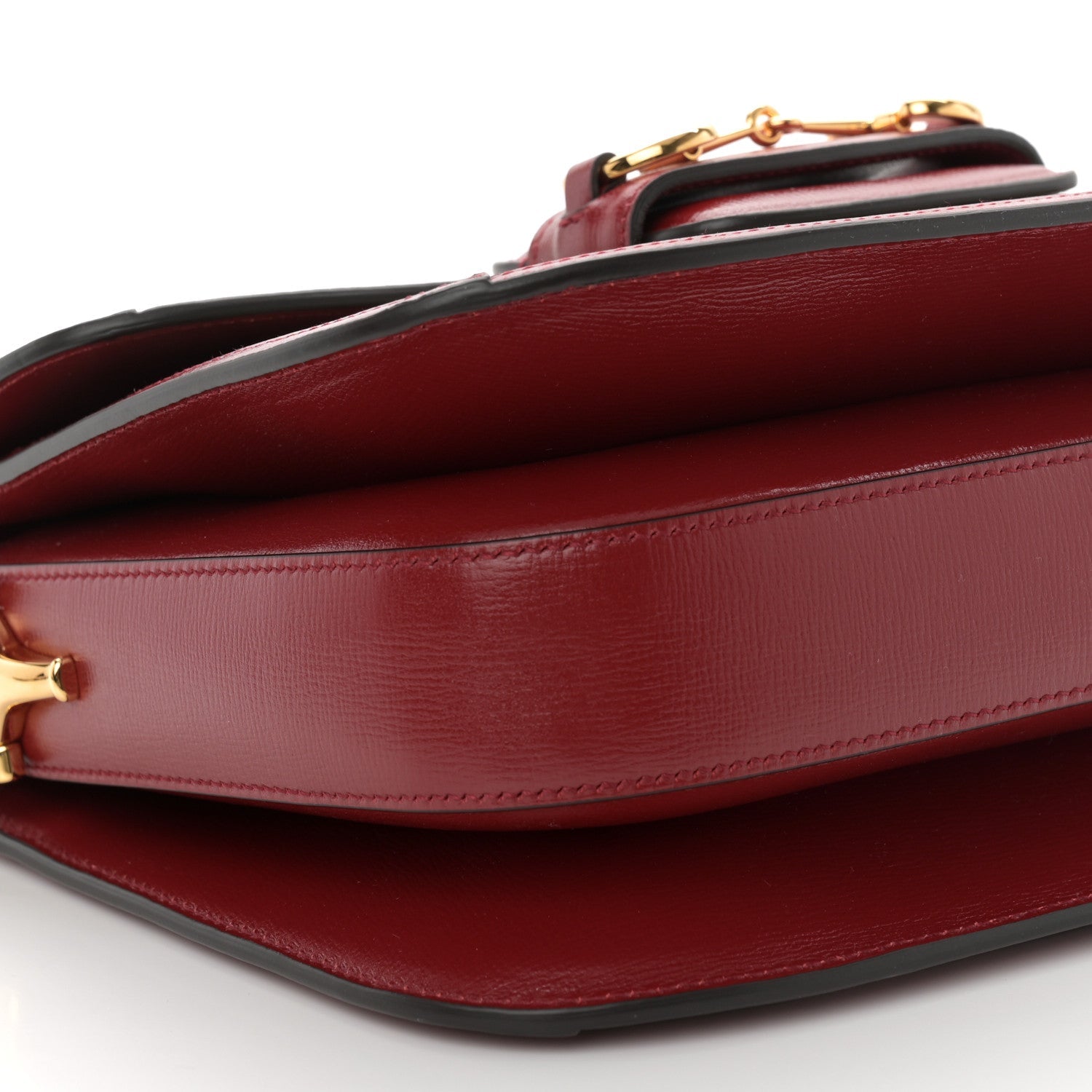 GG Supreme Monogram Azalea Calfskin Horsebit 1955 Shoulder Bag Beige Ebony New Cherry Red