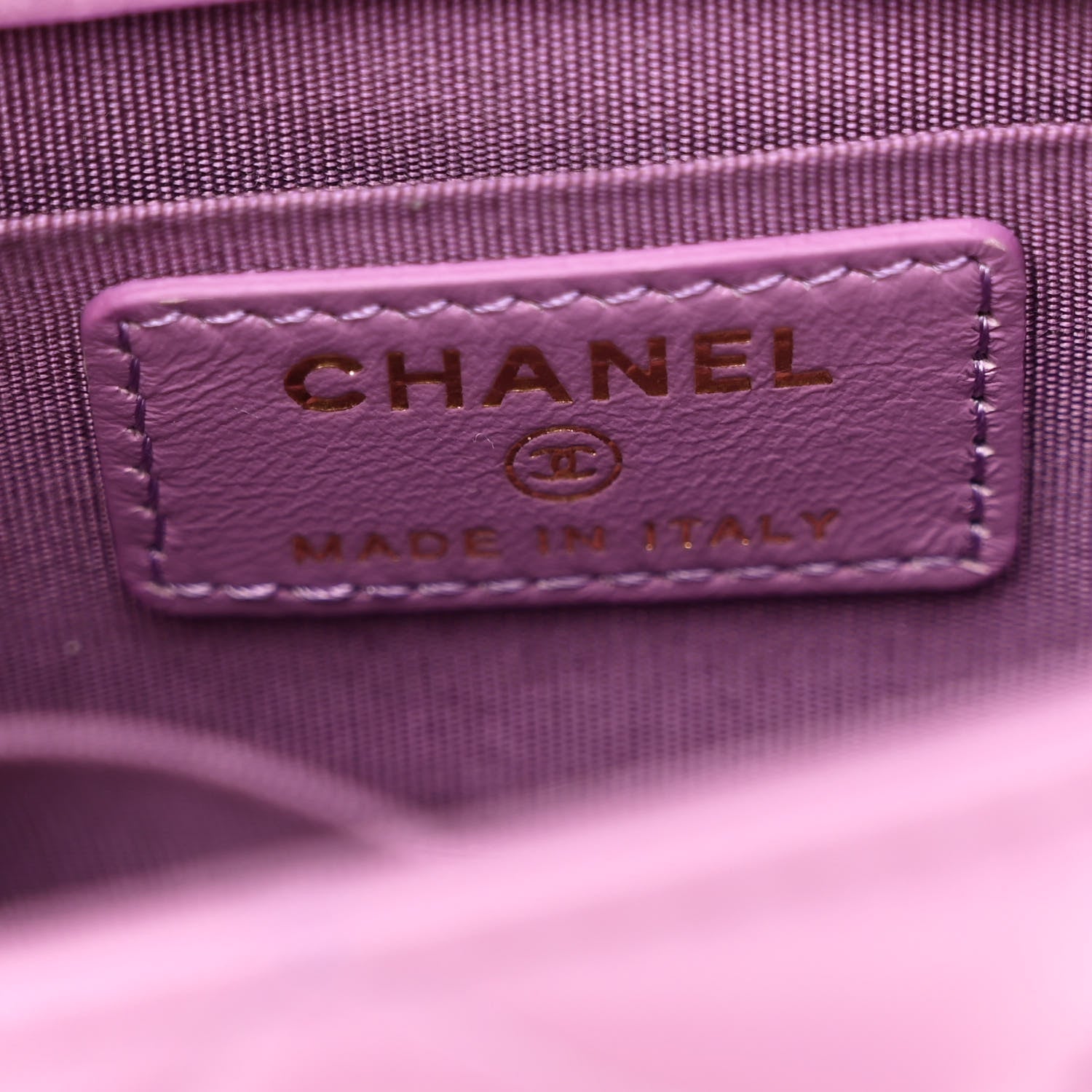Shiny Lambskin Quilted Extra Mini Flap Purple