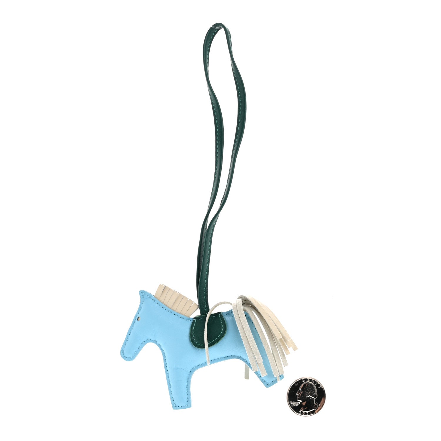 Milo Lambskin Grigri Rodeo Horse Bag Charm PM Celeste Malachite Craie