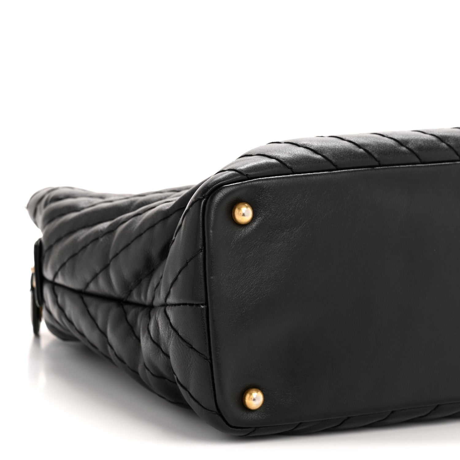 Calfskin Chevron Quilted Surpique Tote Black