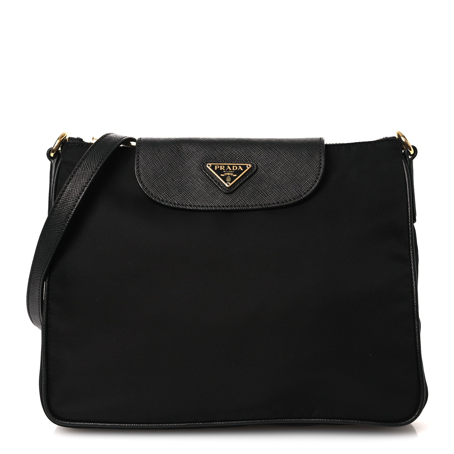 Tessuto Nylon Saffiano Crossbody Bag Black