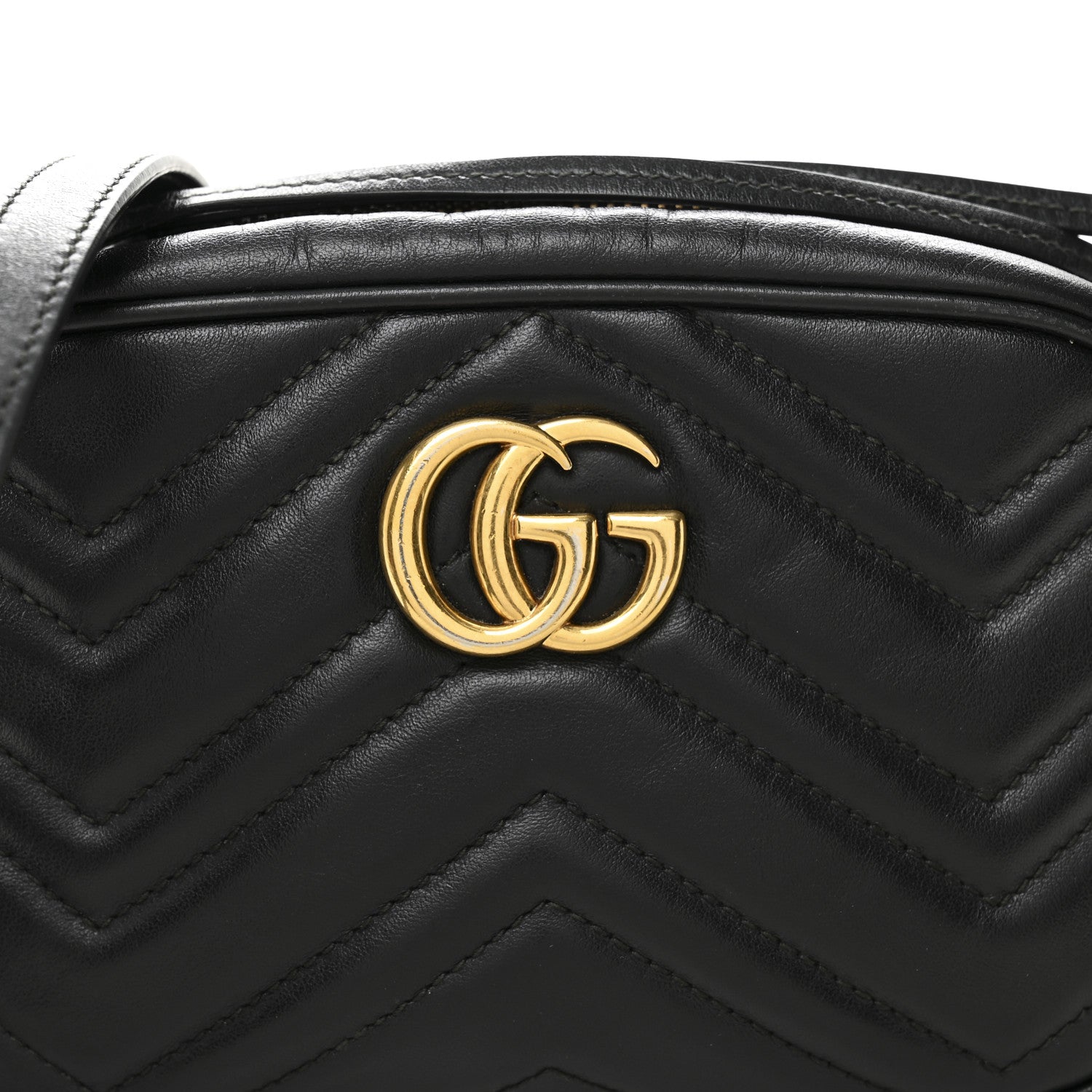 Calfskin Matelasse Mini GG Marmont Chain Shoulder Bag Black