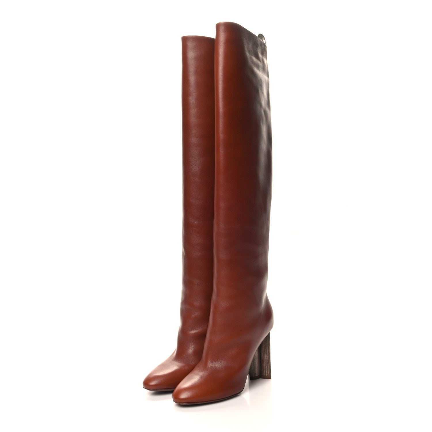 Calfskin Silhouette High Boots 36.5 Cognac