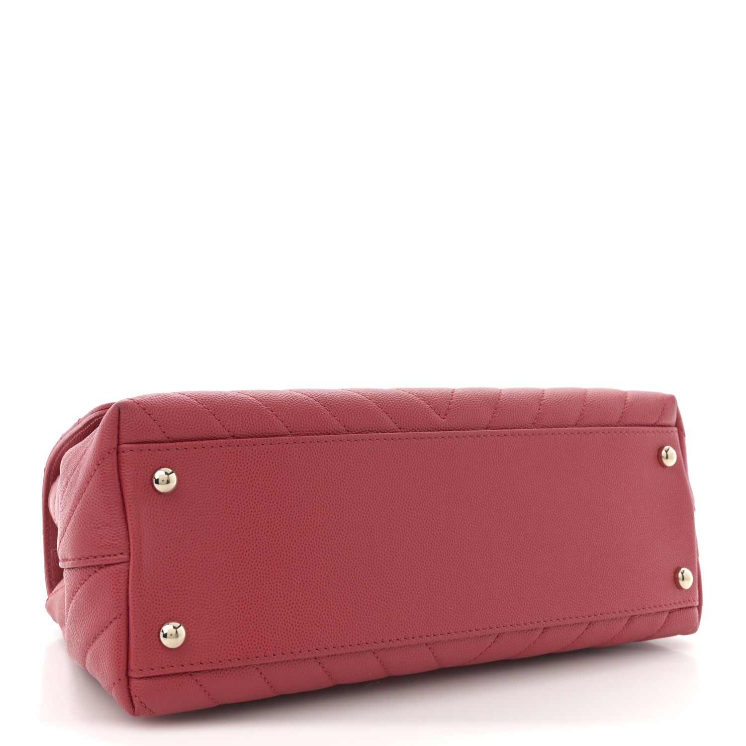 Caviar Chevron Quilted Small Coco Handle Flap Red